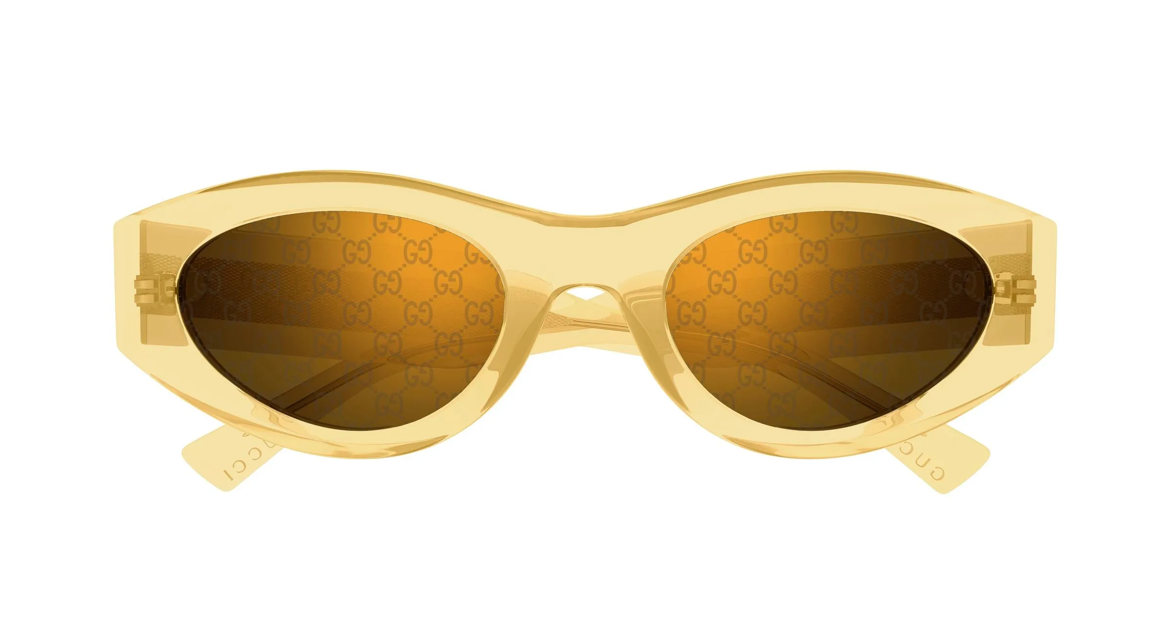 Gucci GG2065S 004 Occhiali da sole Acetato Giallo Marrone Rotonda - immagine 2