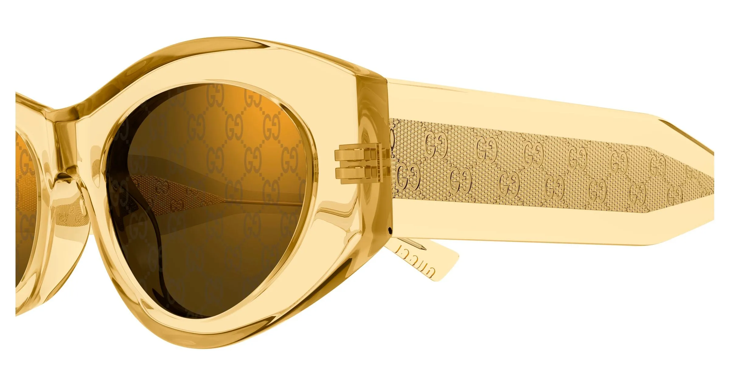 Gucci GG2065S 004 Occhiali da sole Acetato Giallo Marrone Rotonda - immagine 3