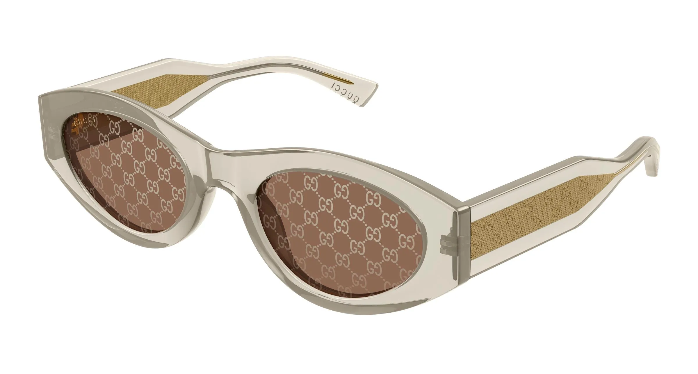 Gucci GG2065S 003 Occhiali da sole Acetato Giallo Marrone Rotonda - immagine 1
