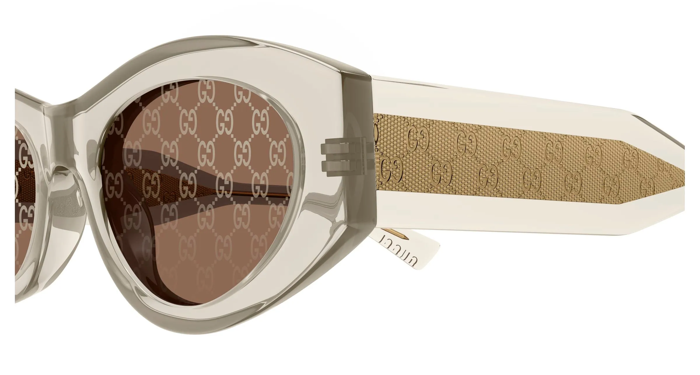 Gucci GG2065S 003 Occhiali da sole Acetato Giallo Marrone Rotonda - immagine 3