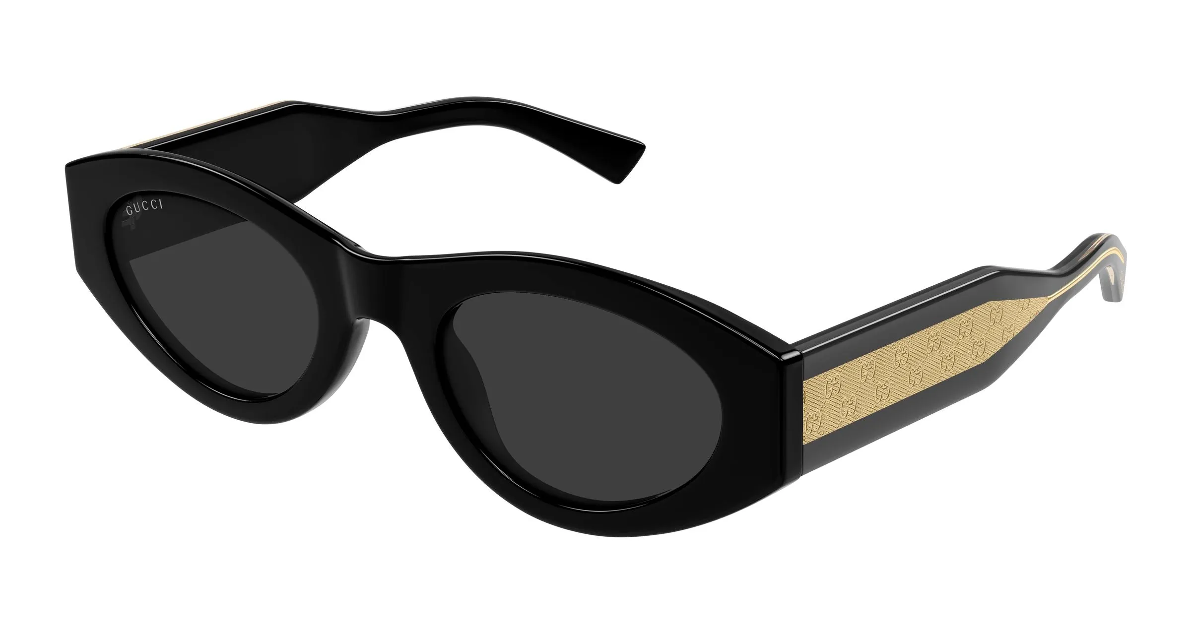 Gucci GG2065S 001 Occhiali da sole Acetato Nero Grigio Rotonda - immagine 1