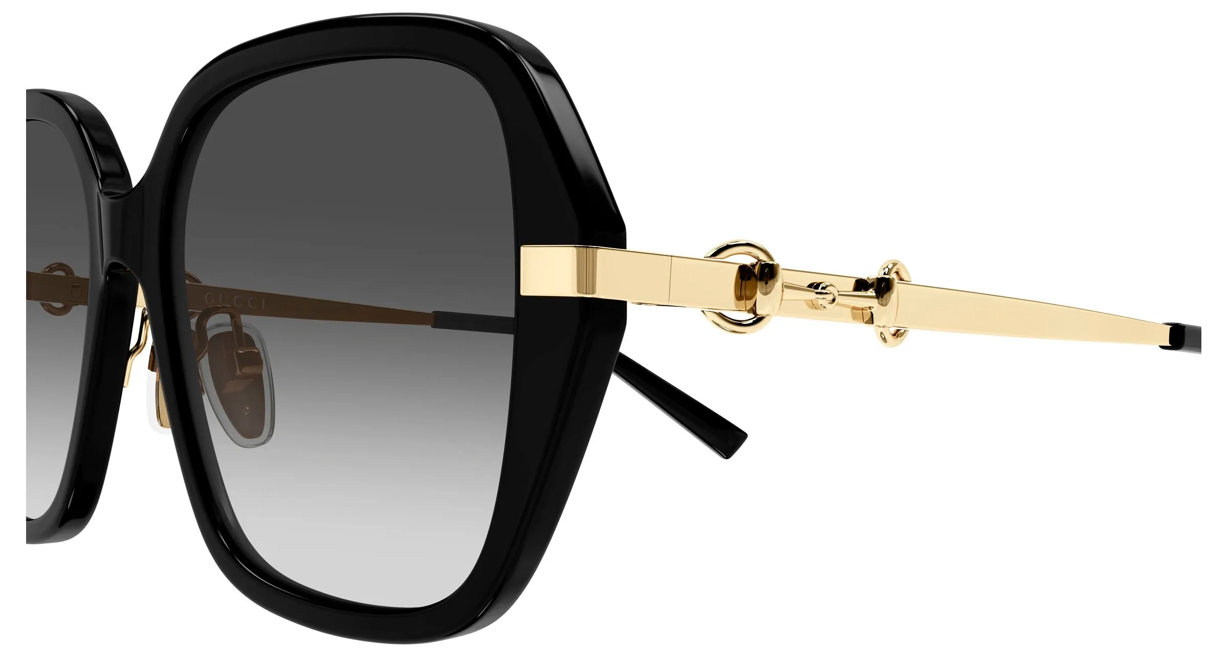 Gucci GG2055SA 001 Occhiali da sole Acetato Nero Grigio Squadrata - immagine 3