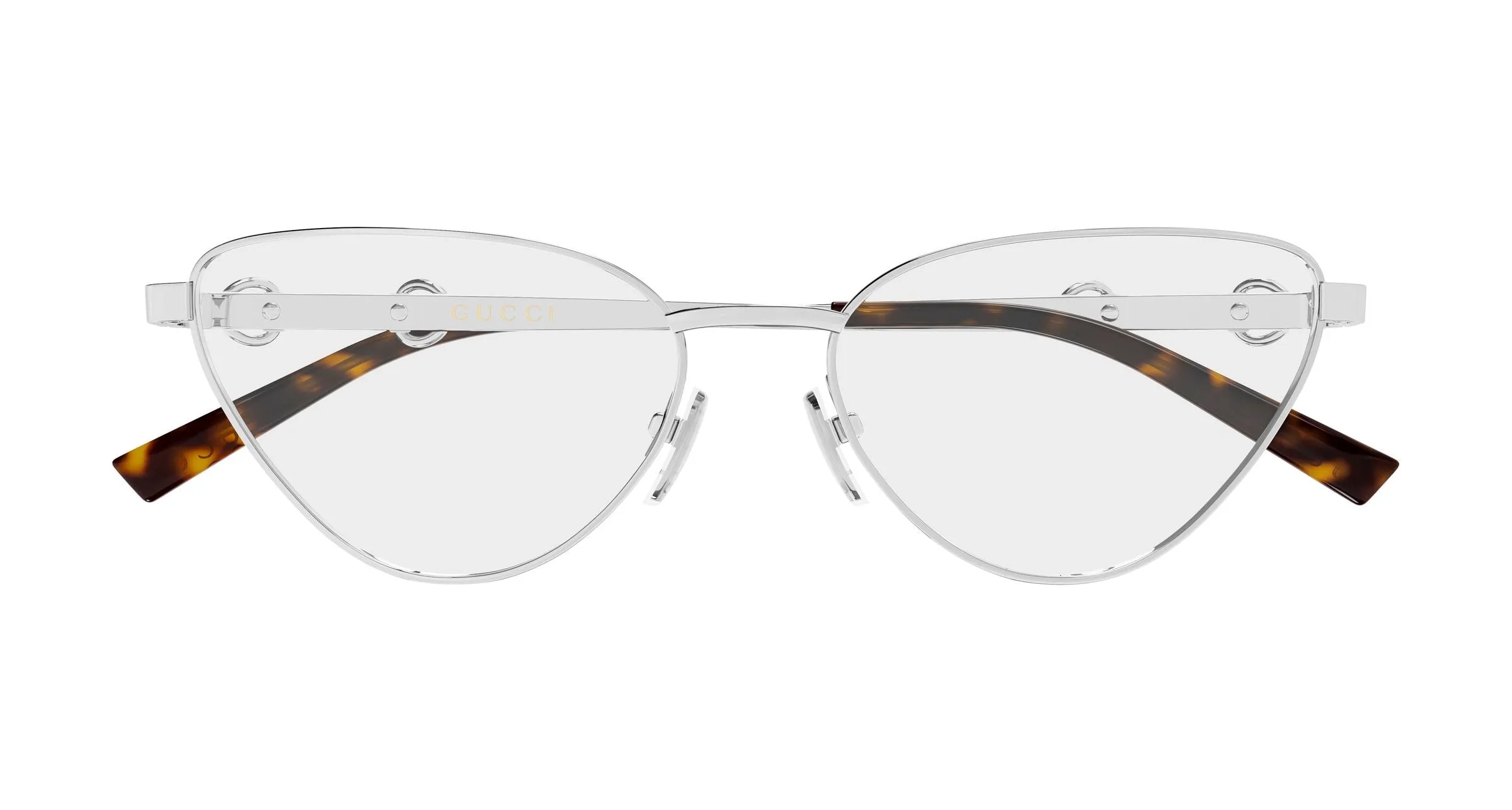 Gucci GG2054O 003 Montature da vista Metallo Argento Trasparente Cat Eye - immagine 2