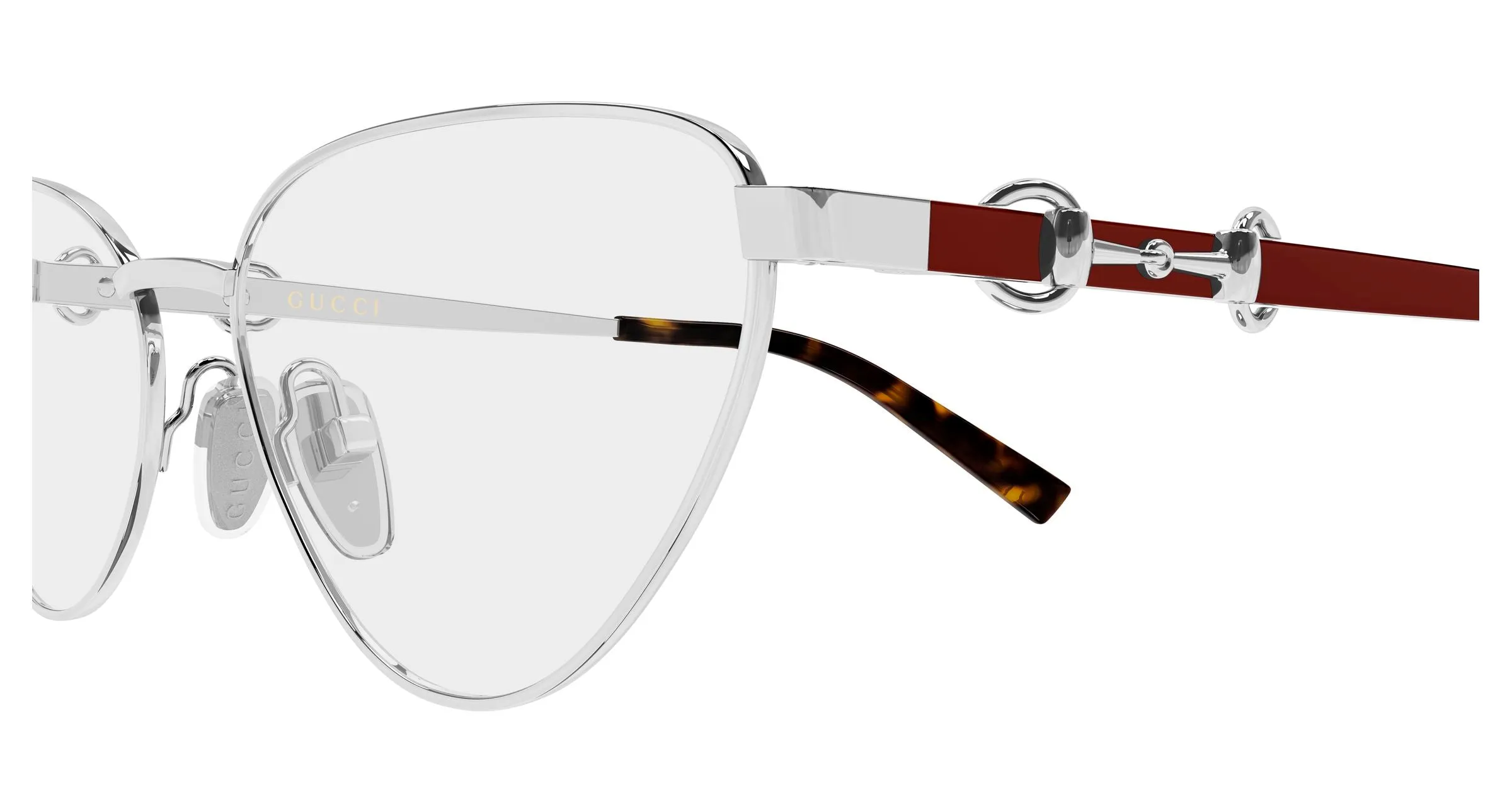 Gucci GG2054O 003 Montature da vista Metallo Argento Trasparente Cat Eye - immagine 3