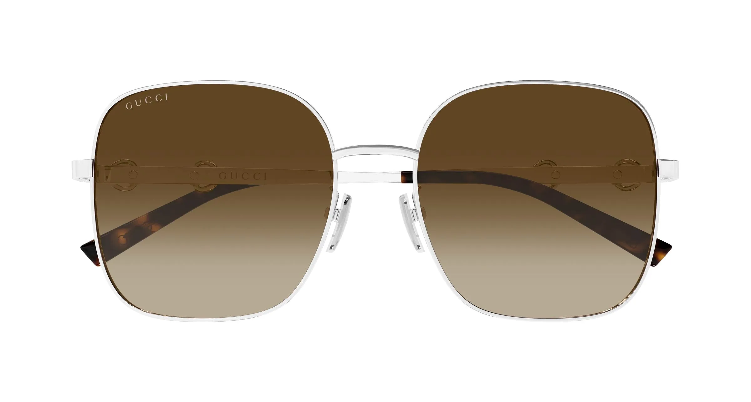 Gucci GG2053S 005 Occhiali da sole Metallo Argento Marrone Squadrata - immagine 2
