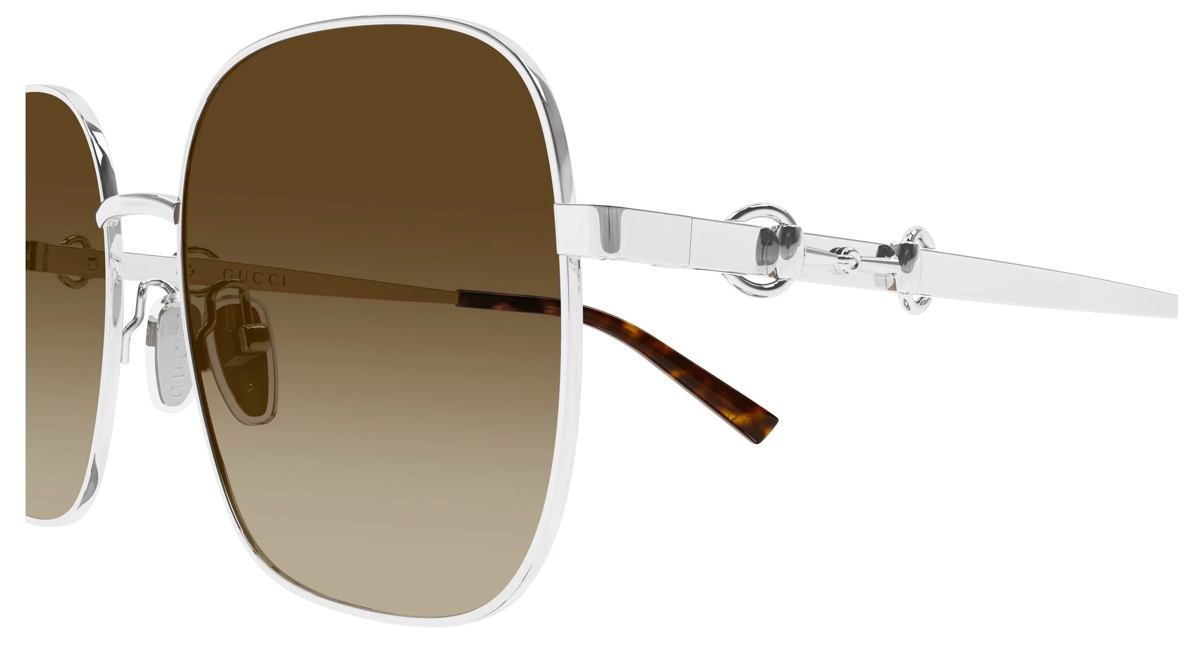 Gucci GG2053S 005 Occhiali da sole Metallo Argento Marrone Squadrata - immagine 3