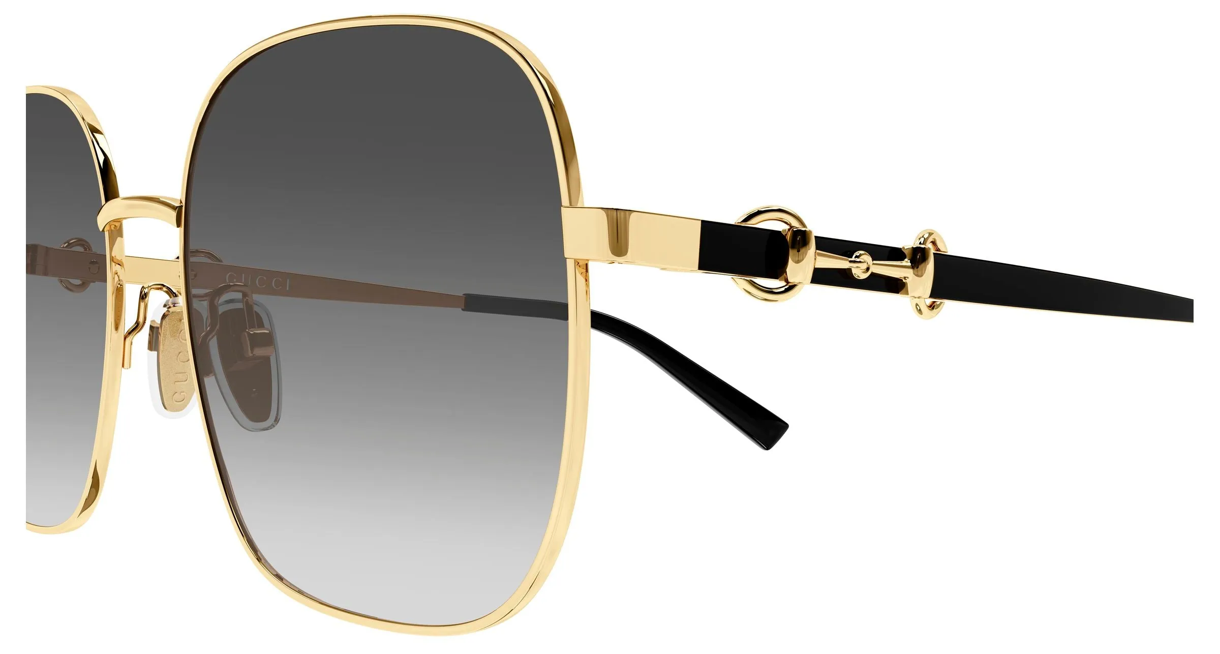 Gucci GG2053S 001 Occhiali da sole Metallo Oro Grigio Squadrata - immagine 3