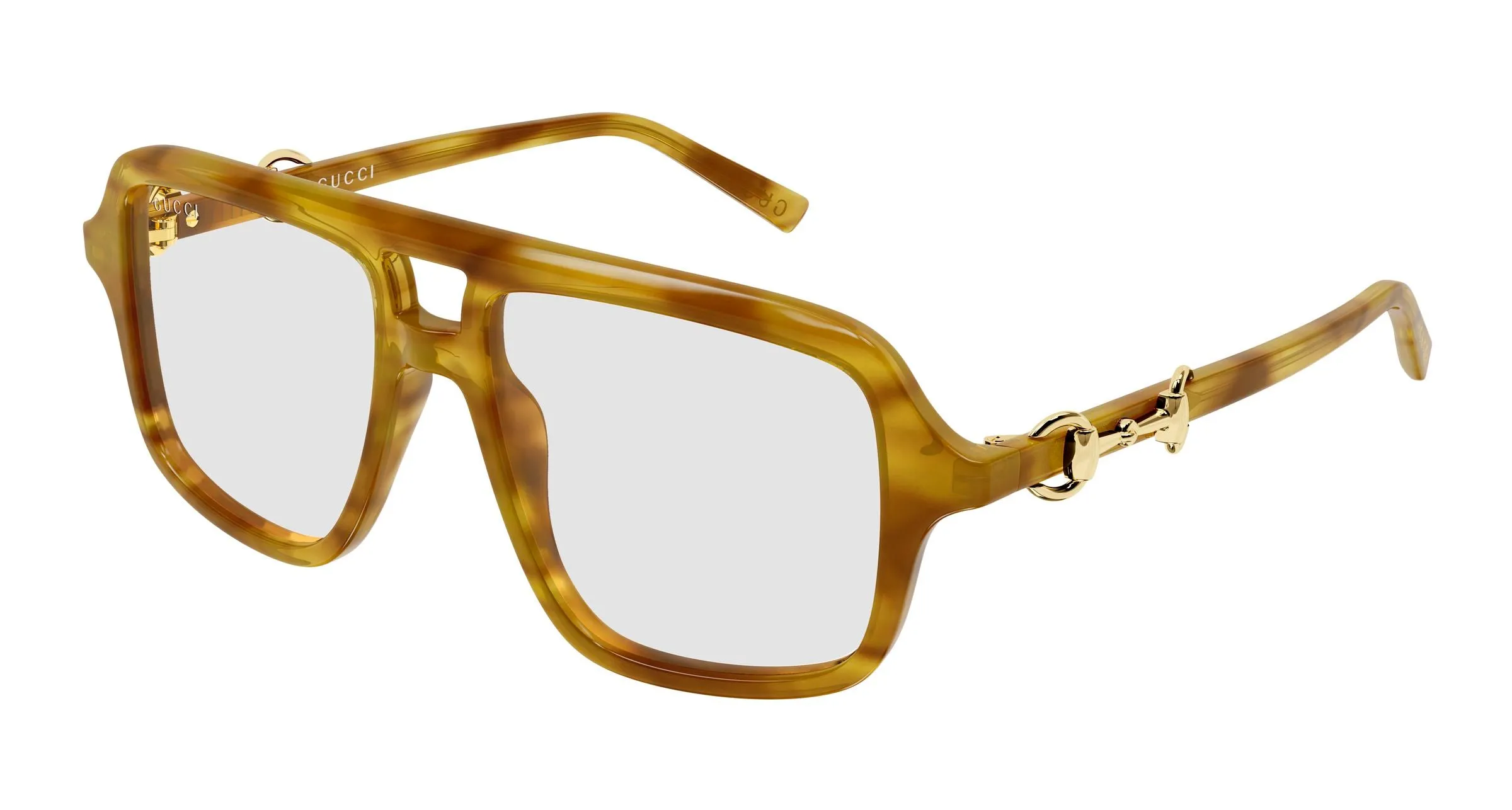 Gucci GG2052S 013 Occhiali da sole Acetato Havana Trasparente Pilot - immagine 1