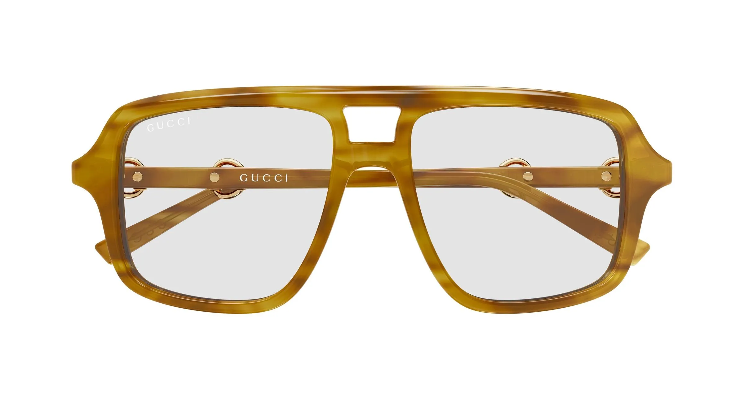 Gucci GG2052S 012 Occhiali da sole Acetato Havana Trasparente Pilot - immagine 2