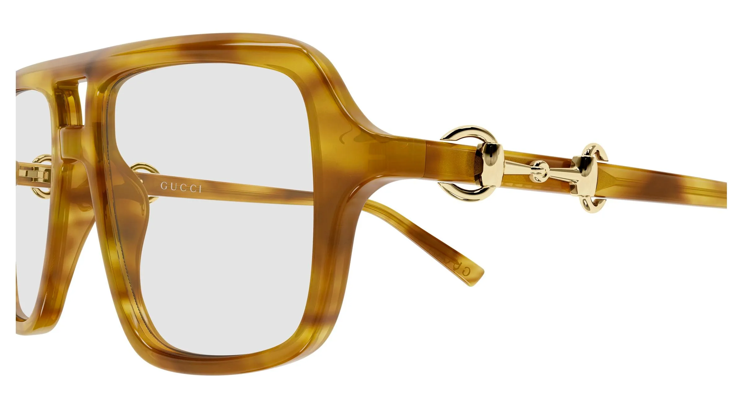 Gucci GG2052S 012 Occhiali da sole Acetato Havana Trasparente Pilot - immagine 3