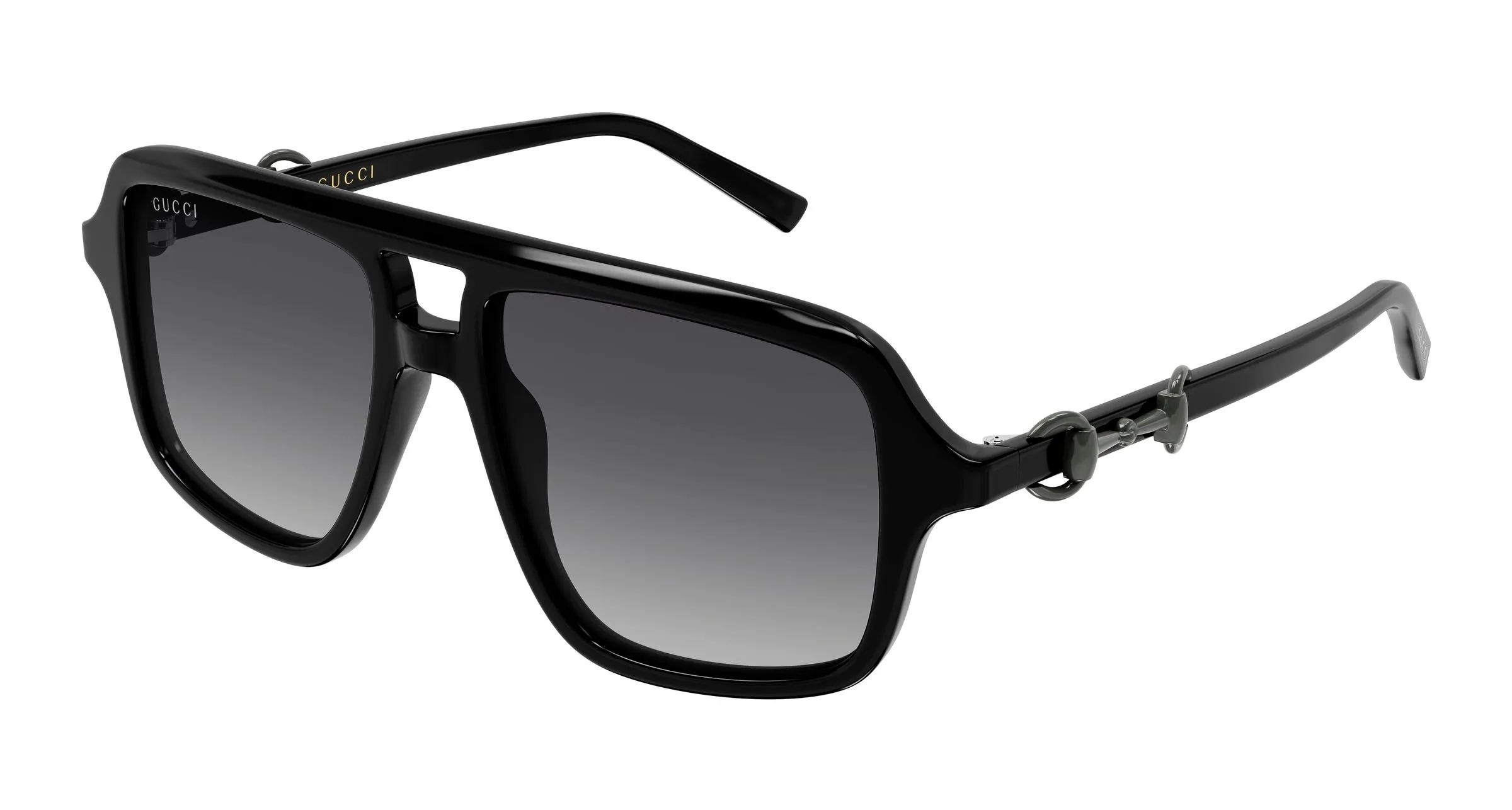 Gucci GG2052S 005 Occhiali da sole Acetato Nero Grigio Pilot - immagine 1
