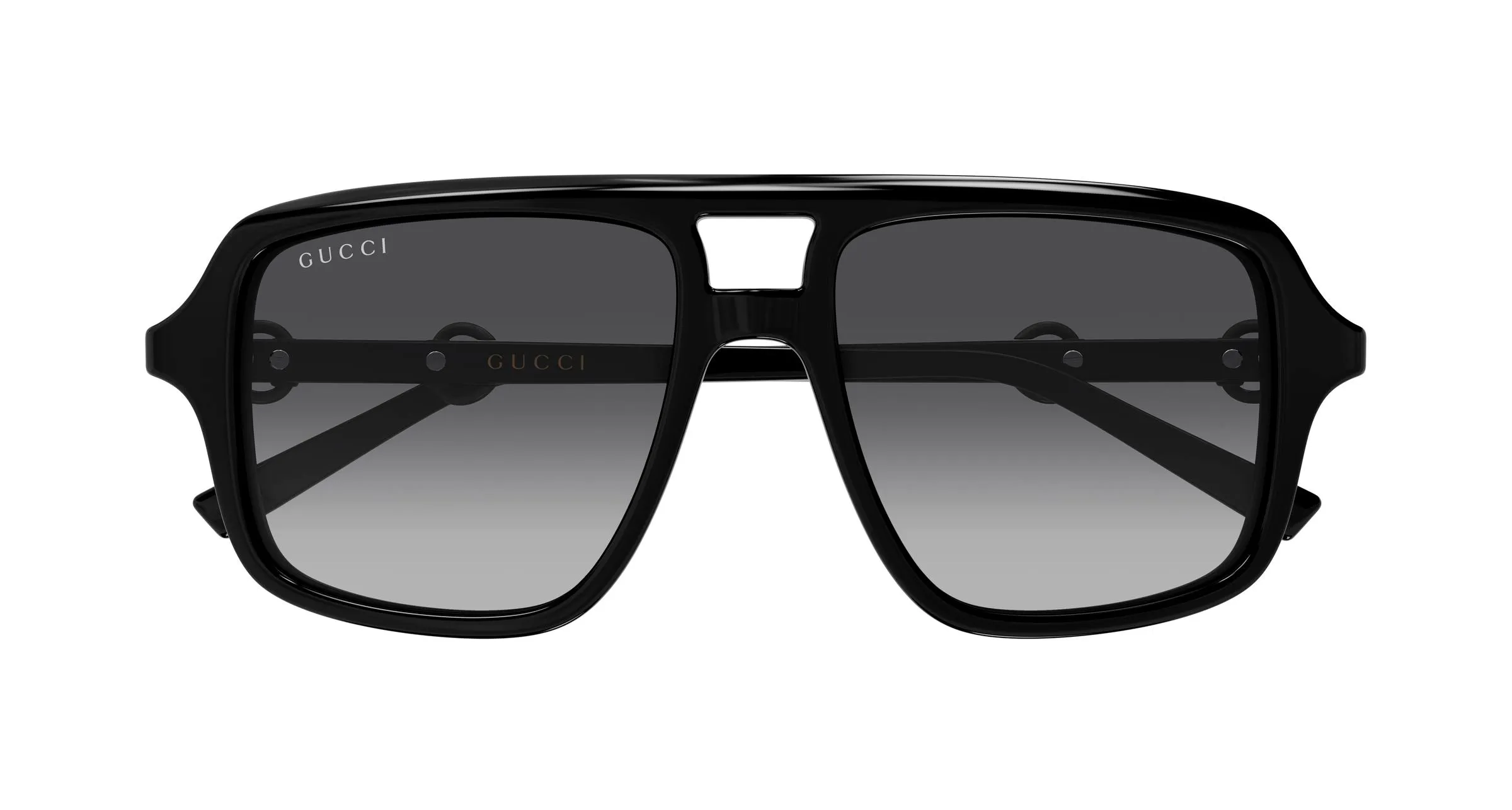 Gucci GG2052S 005 Occhiali da sole Acetato Nero Grigio Pilot - immagine 2