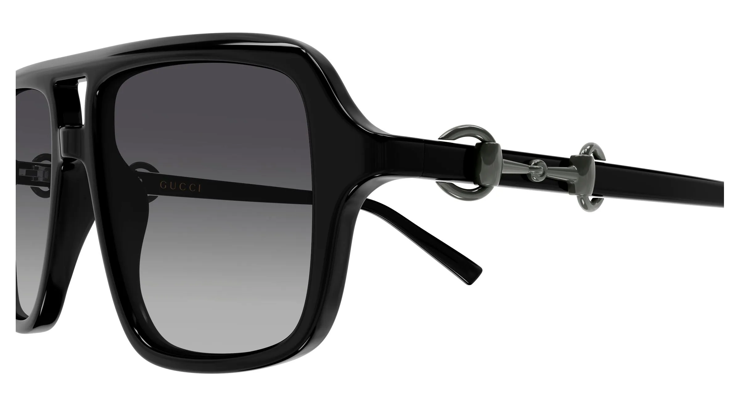 Gucci GG2052S 005 Occhiali da sole Acetato Nero Grigio Pilot - immagine 3