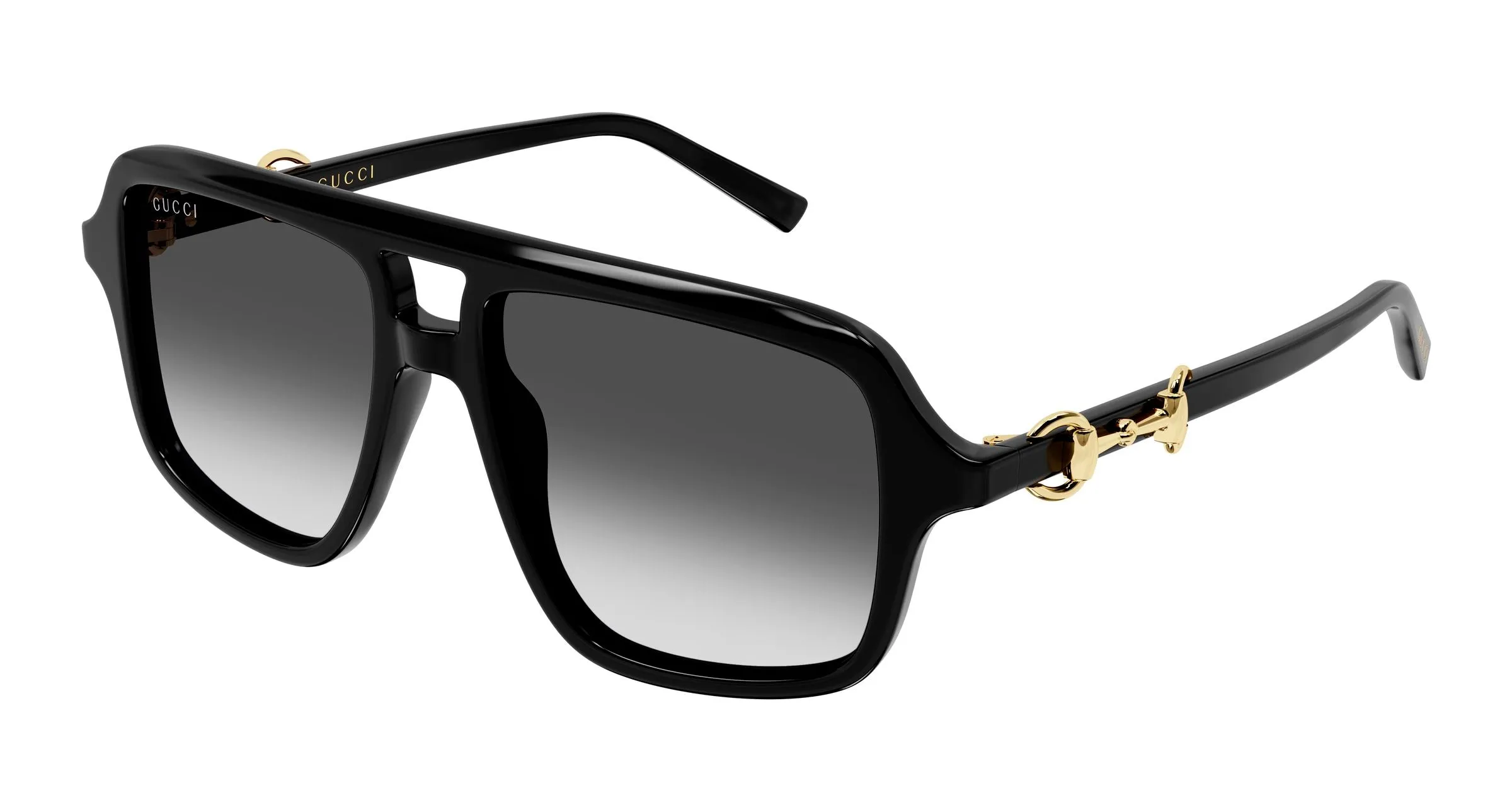 Gucci GG2052S 001 Occhiali da sole Acetato Nero Grigio Pilot - immagine 1