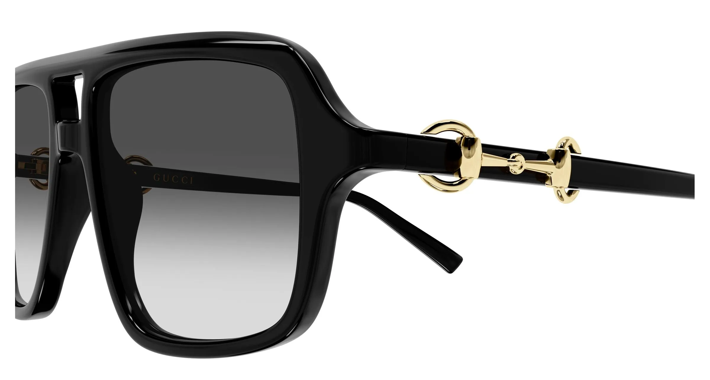 Gucci GG2052S 001 Occhiali da sole Acetato Nero Grigio Pilot - immagine 3