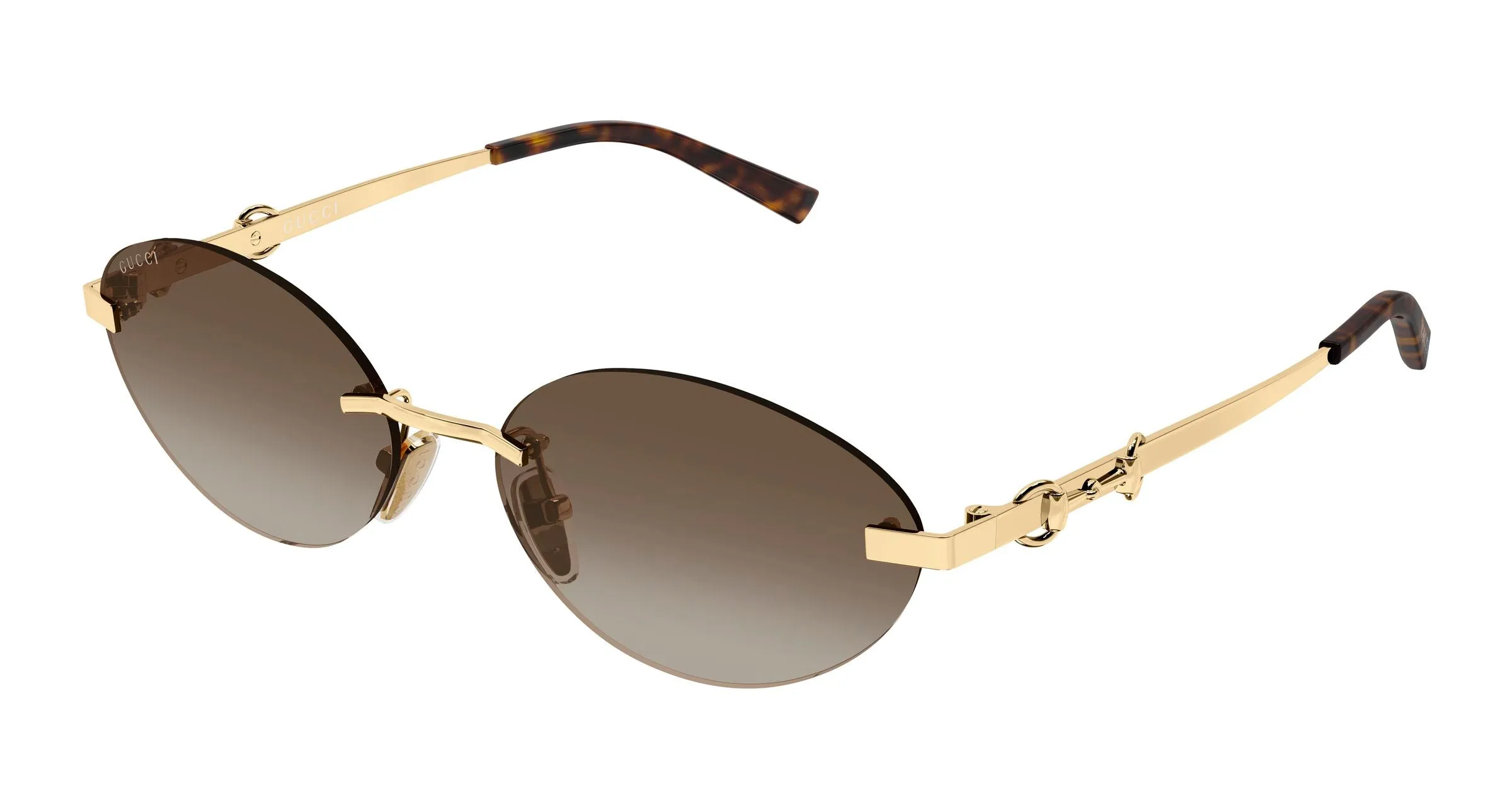 Gucci GG2051S 004 Occhiali da sole Metallo Oro Marrone Rotonda - immagine 1