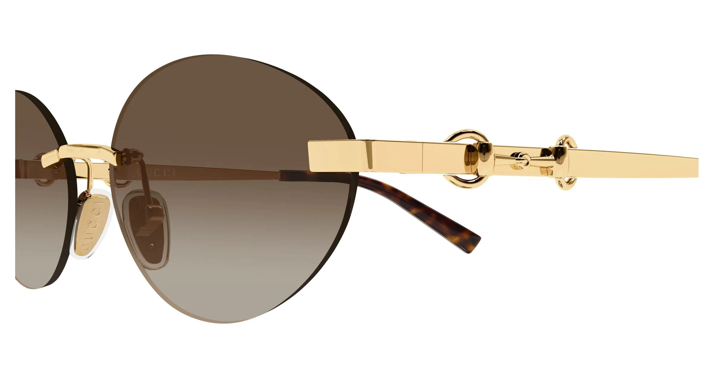 Gucci GG2051S 004 Occhiali da sole Metallo Oro Marrone Rotonda - immagine 3
