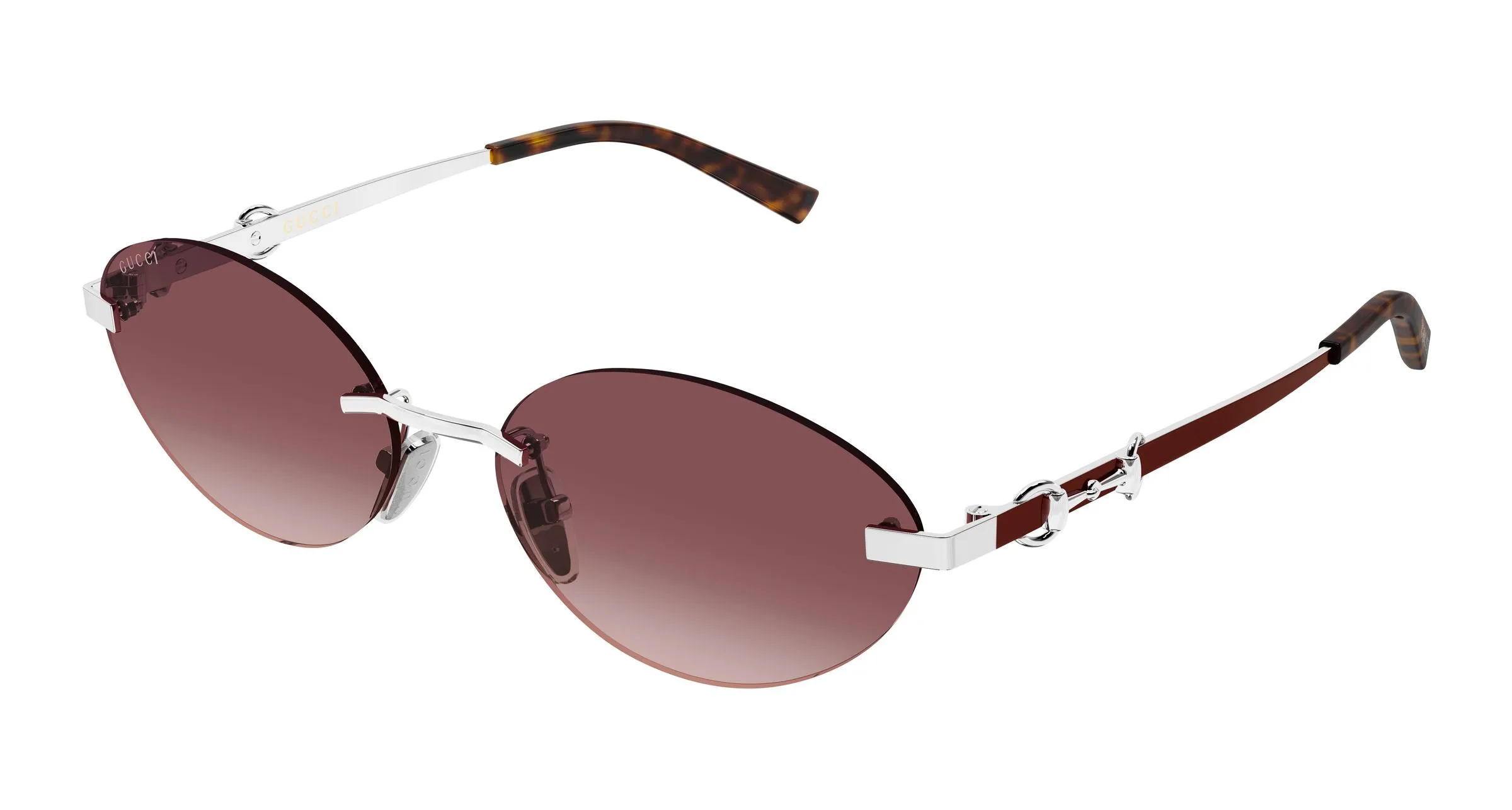 Gucci GG2051S 003 Occhiali da sole Metallo Argento Rosso Rotonda - immagine 1