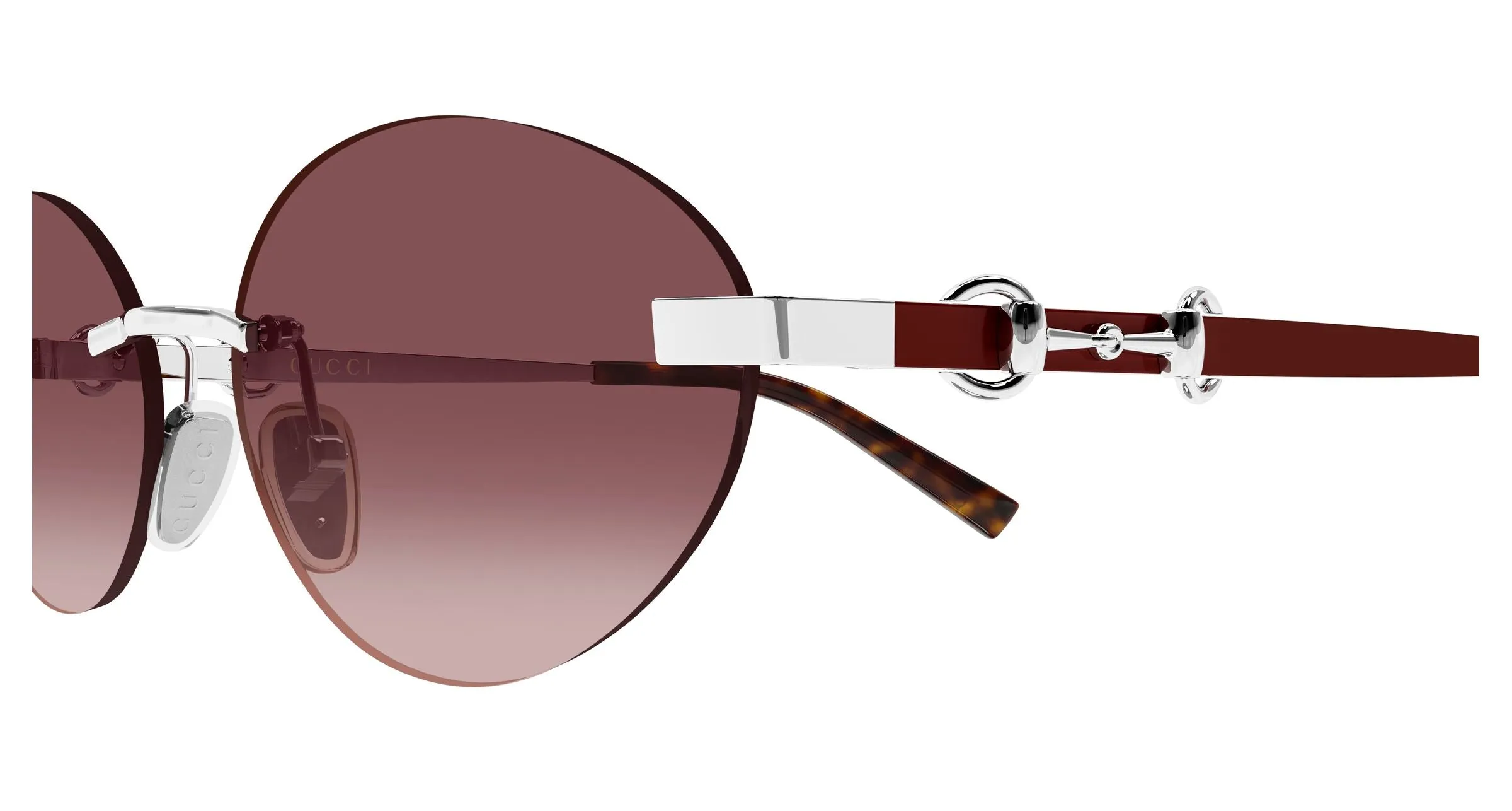 Gucci GG2051S 003 Occhiali da sole Metallo Argento Rosso Rotonda - immagine 3