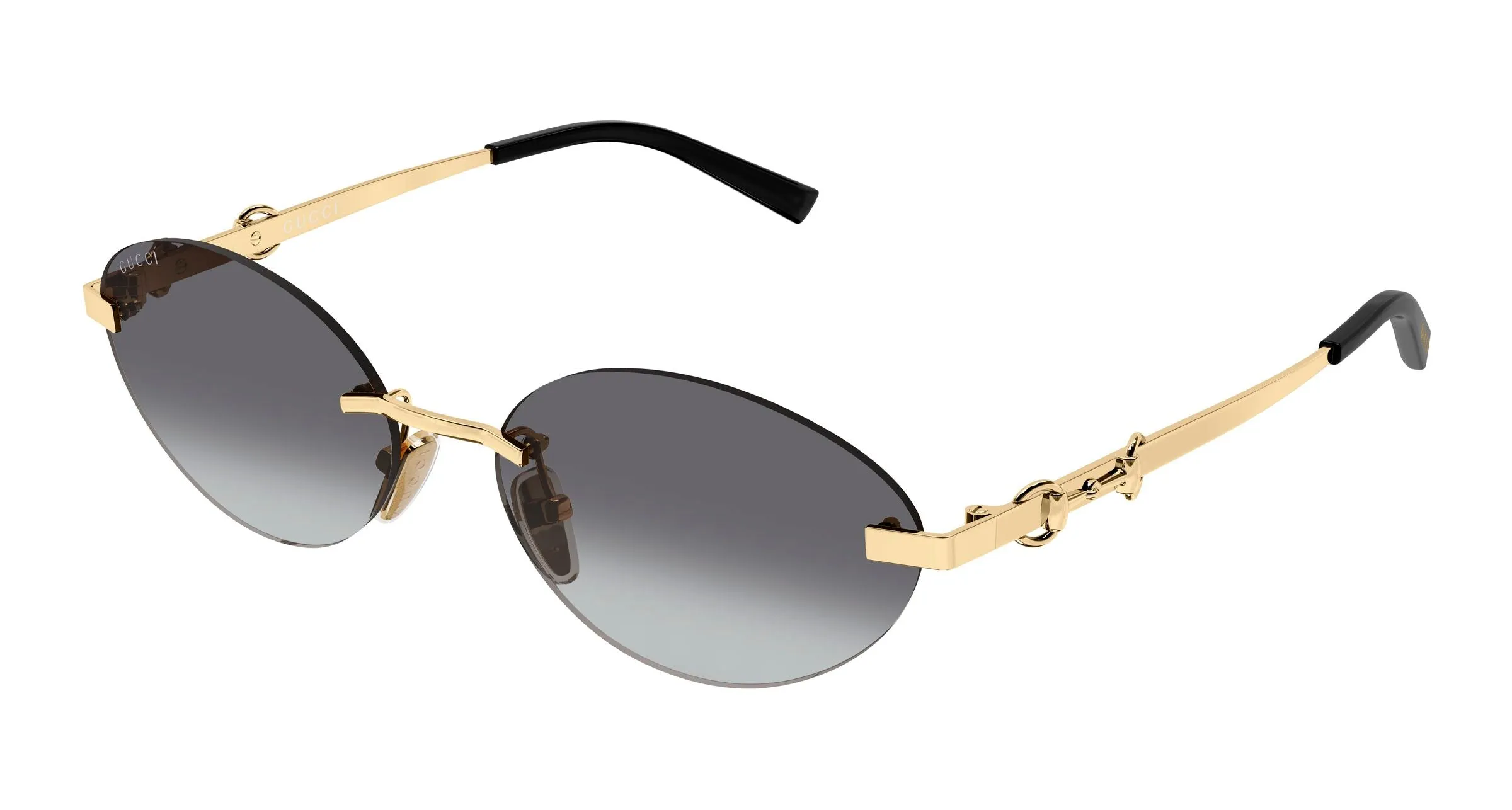 Gucci GG2051S 002 Occhiali da sole Metallo Oro Grigio Rotonda - immagine 1