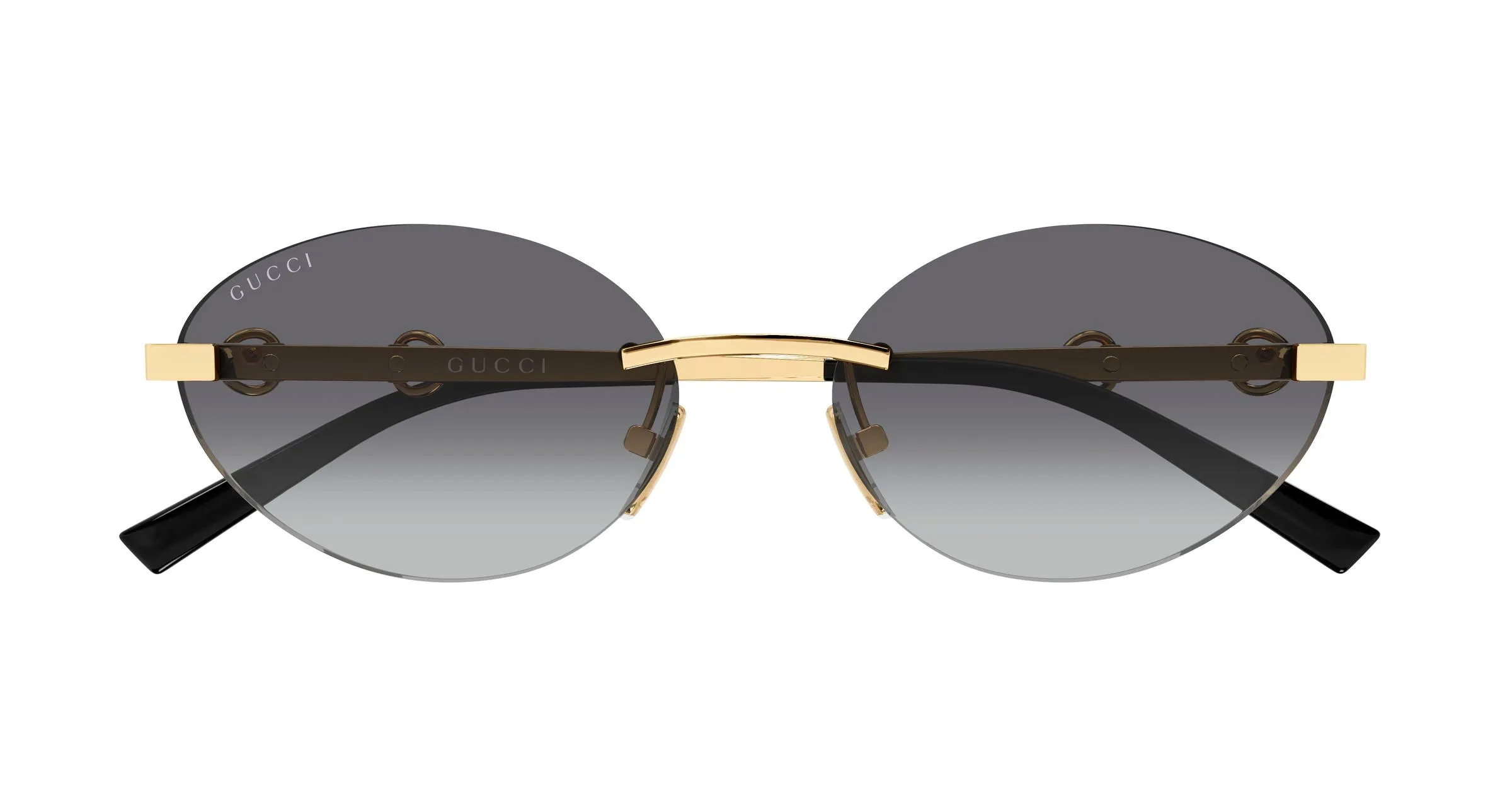 Gucci GG2051S 002 Occhiali da sole Metallo Oro Grigio Rotonda - immagine 2
