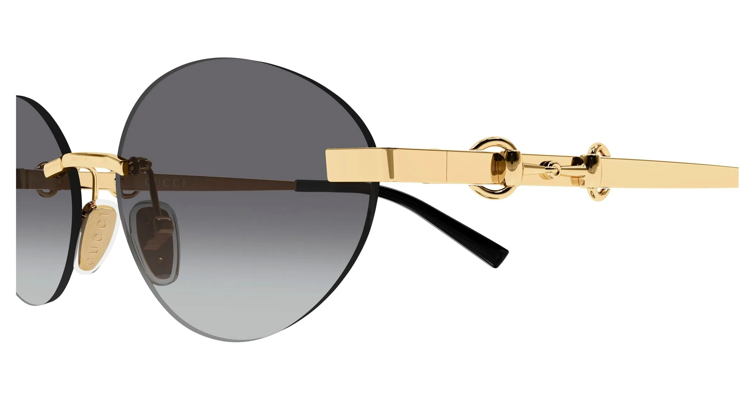 Gucci GG2051S 002 Occhiali da sole Metallo Oro Grigio Rotonda - immagine 3