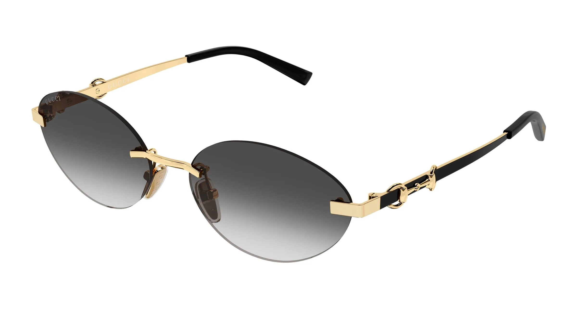 Gucci GG2051S 001 Occhiali da sole Metallo Oro Grigio Rotonda - immagine 1