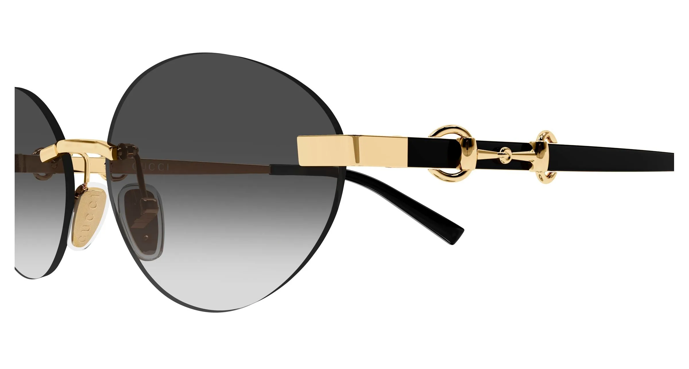 Gucci GG2051S 001 Occhiali da sole Metallo Oro Grigio Rotonda - immagine 3