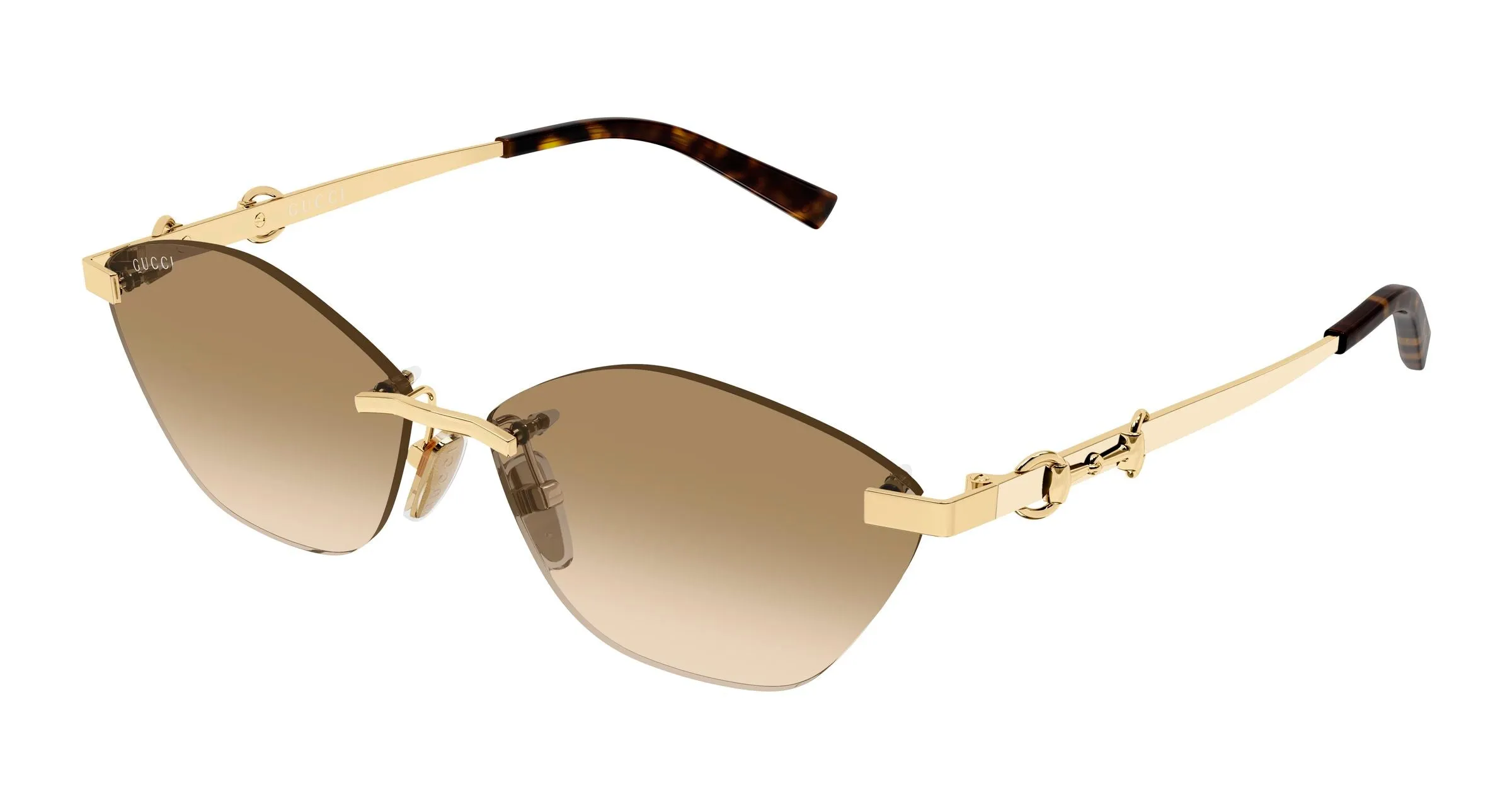Gucci GG2050S 004 Occhiali da sole Metallo Oro Marrone Cat Eye - immagine 1