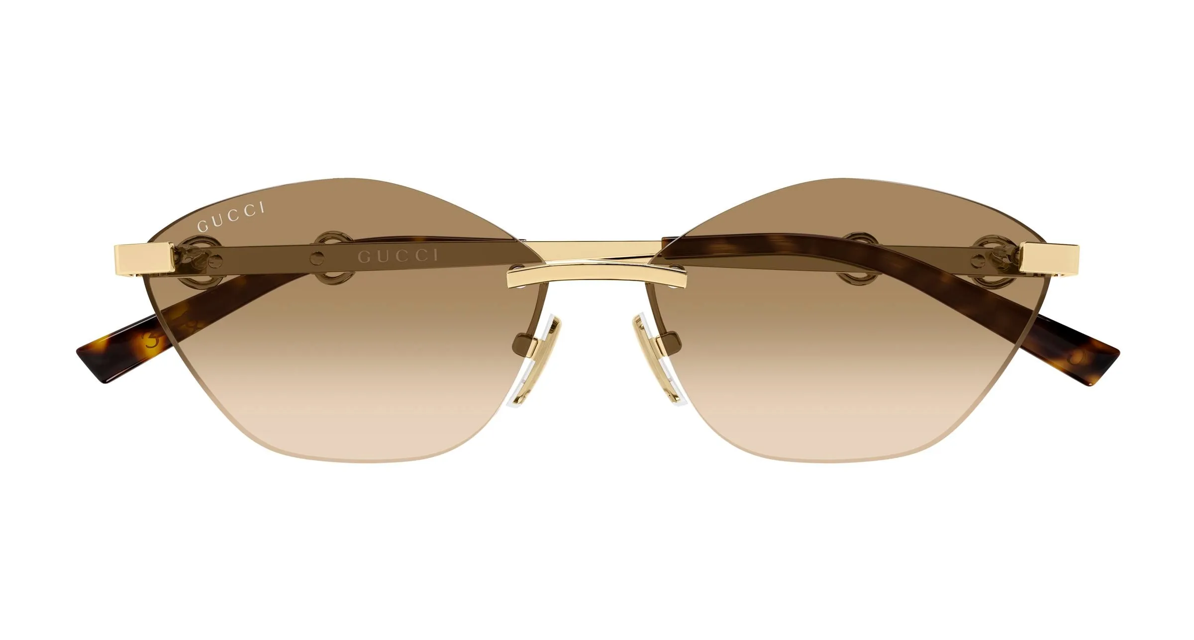 Gucci GG2050S 004 Occhiali da sole Metallo Oro Marrone Cat Eye - immagine 2