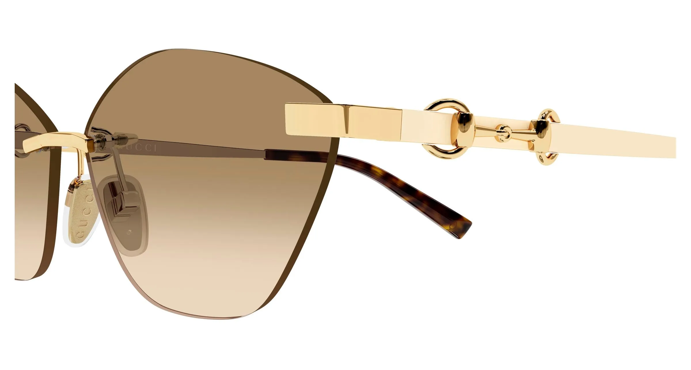 Gucci GG2050S 004 Occhiali da sole Metallo Oro Marrone Cat Eye - immagine 3