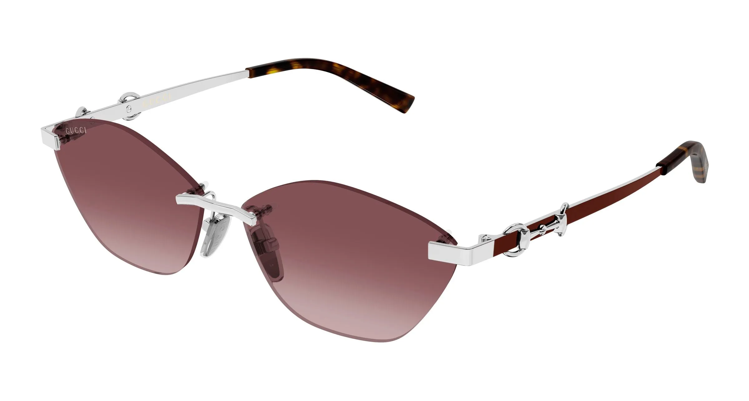 Gucci GG2050S 003 Occhiali da sole Metallo Argento Rosso Cat Eye - immagine 1