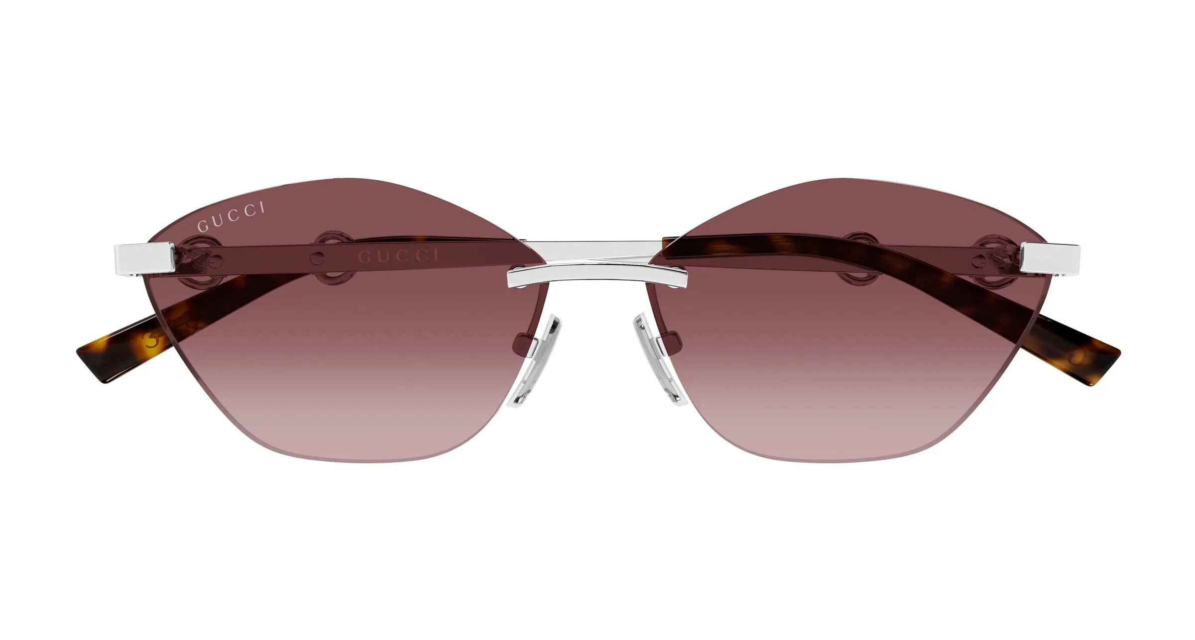 Gucci GG2050S 003 Occhiali da sole Metallo Argento Rosso Cat Eye - immagine 2