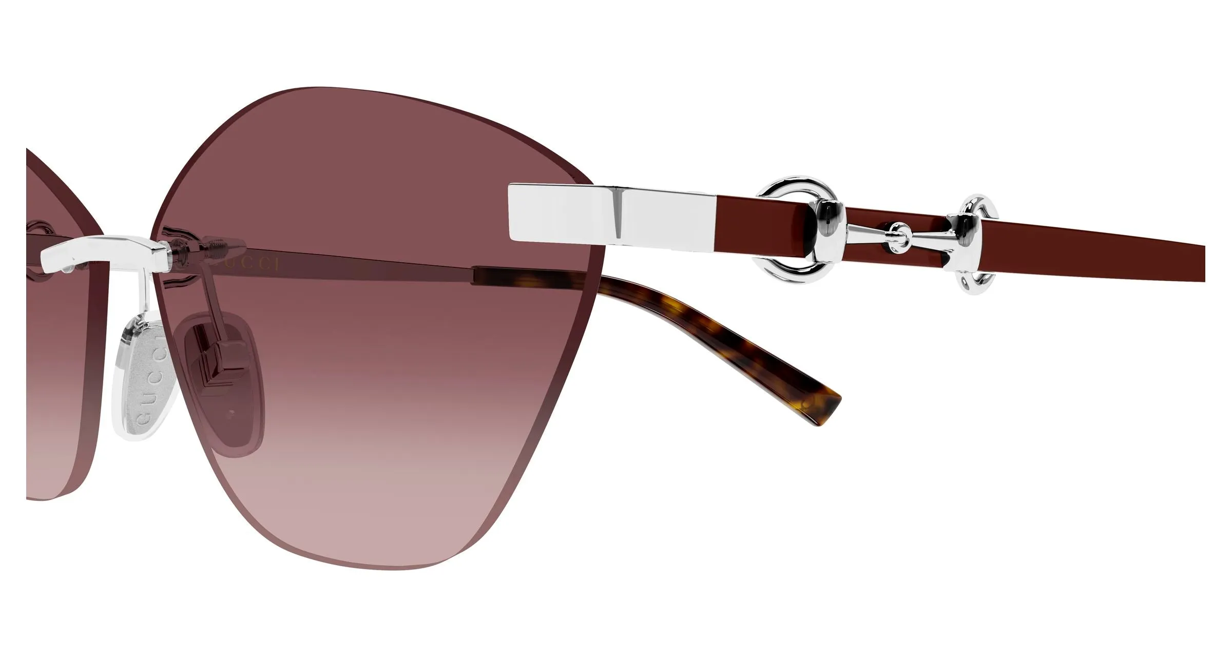 Gucci GG2050S 003 Occhiali da sole Metallo Argento Rosso Cat Eye - immagine 3
