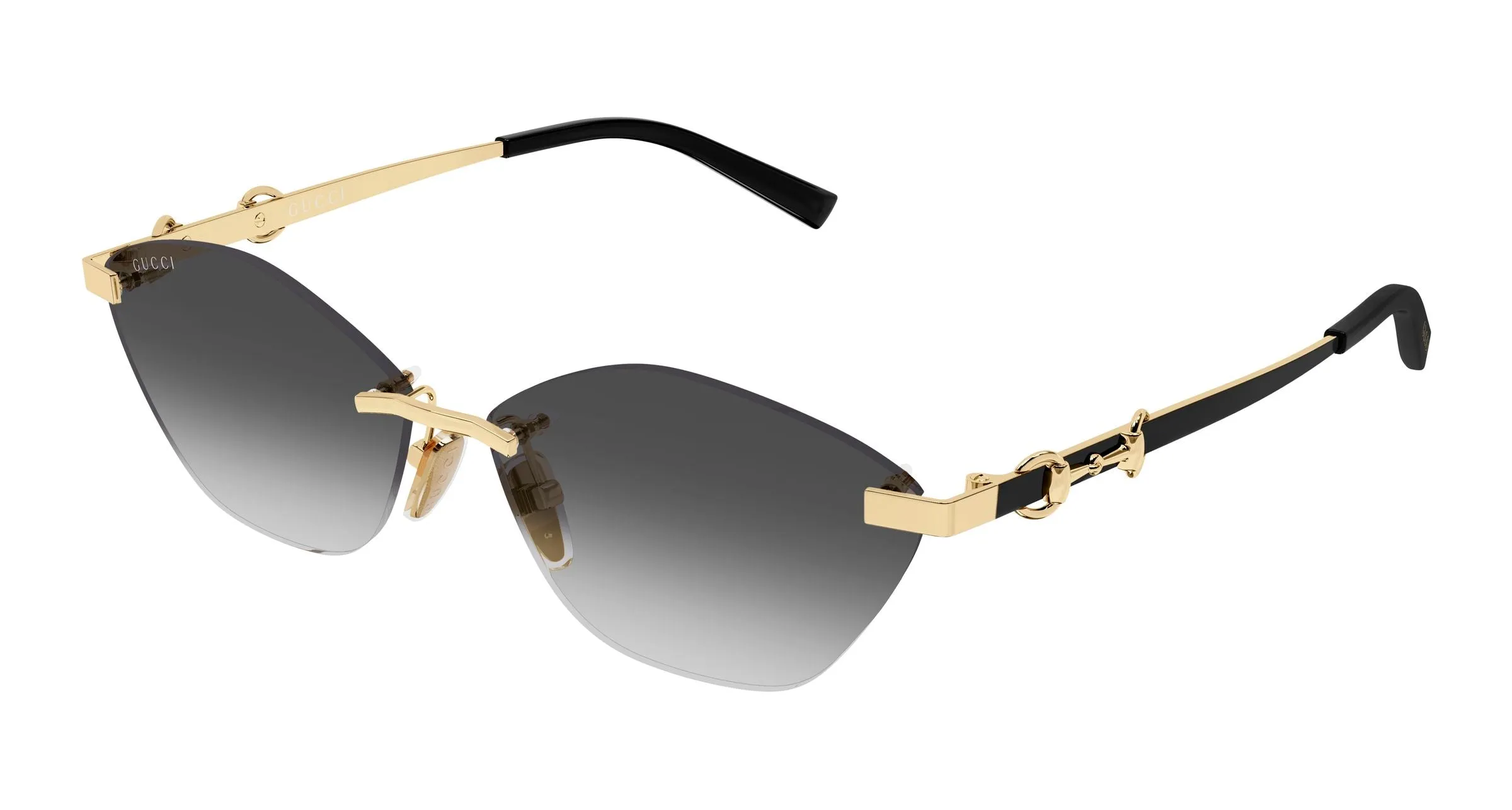 Gucci GG2050S 001 Occhiali da sole Metallo Oro Grigio Cat Eye - immagine 1