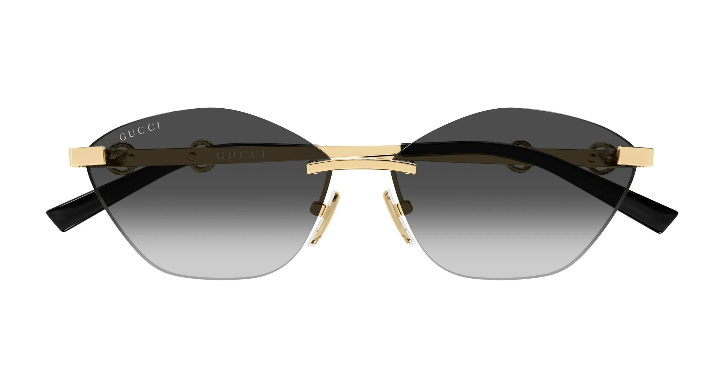 Gucci GG2050S 001 Occhiali da sole Metallo Oro Grigio Cat Eye - immagine 2