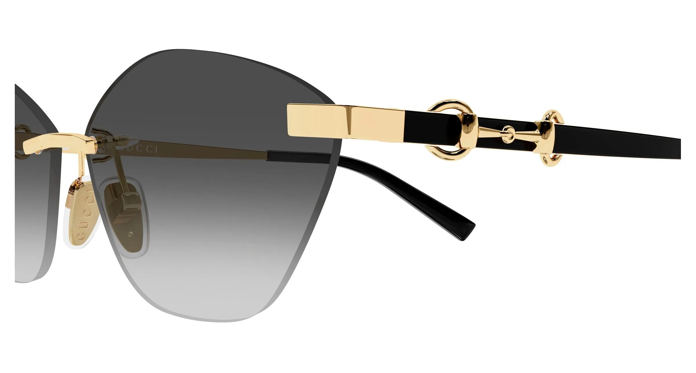 Gucci GG2050S 001 Occhiali da sole Metallo Oro Grigio Cat Eye - immagine 3