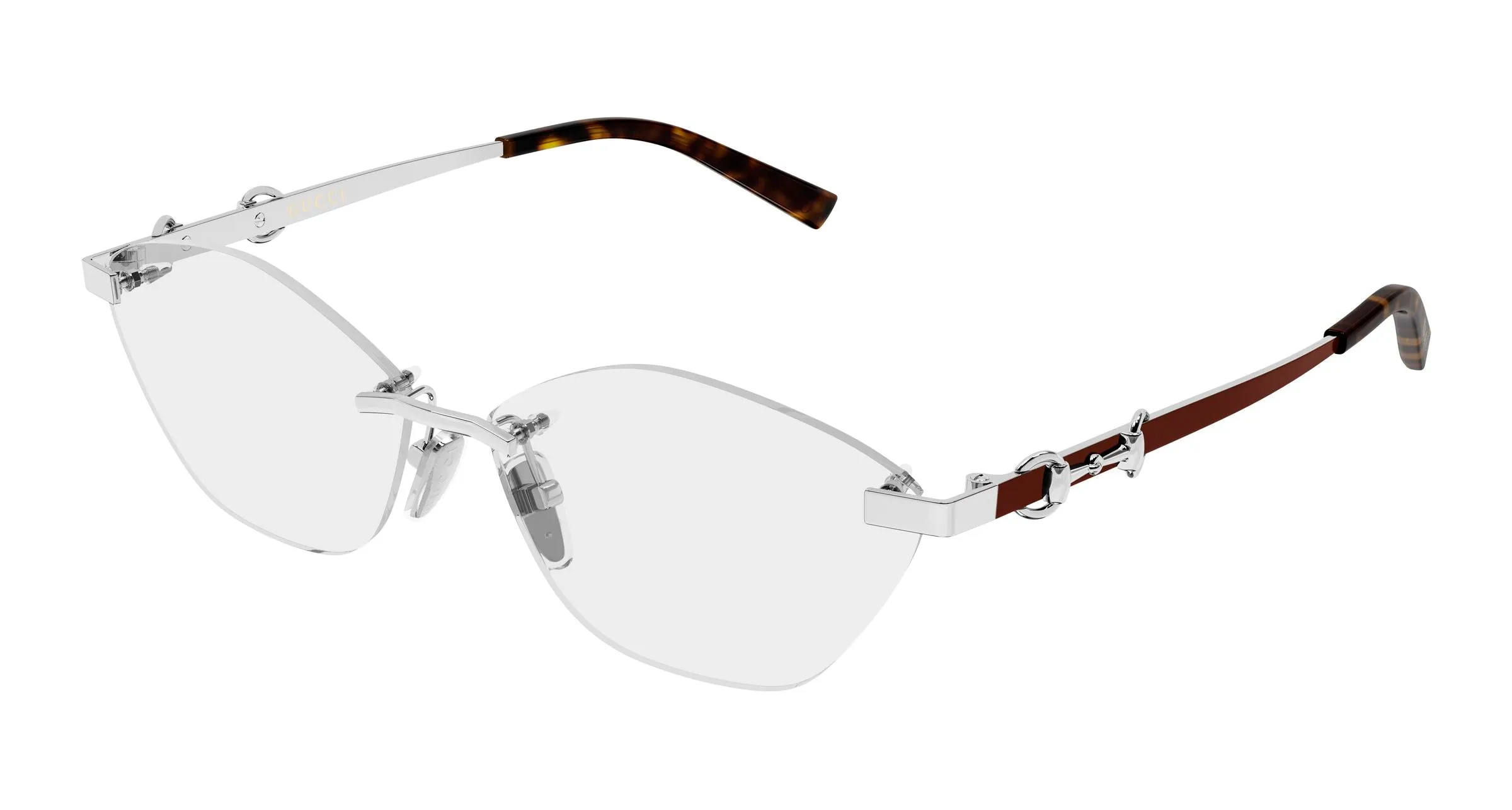 Gucci GG2050O 003 Montature da vista Metallo Argento Trasparente Cat Eye - immagine 1