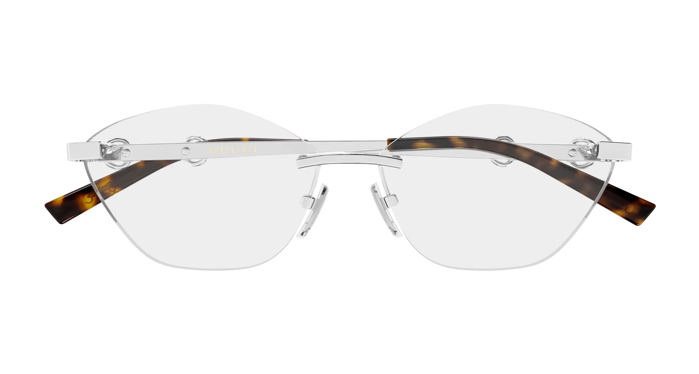 Gucci GG2050O 003 Montature da vista Metallo Argento Trasparente Cat Eye - immagine 2