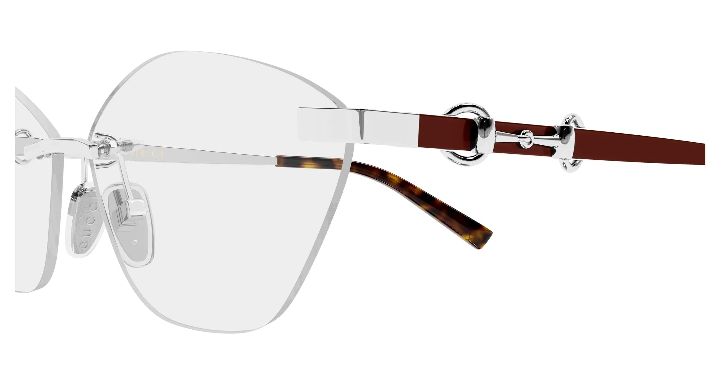 Gucci GG2050O 003 Montature da vista Metallo Argento Trasparente Cat Eye - immagine 3