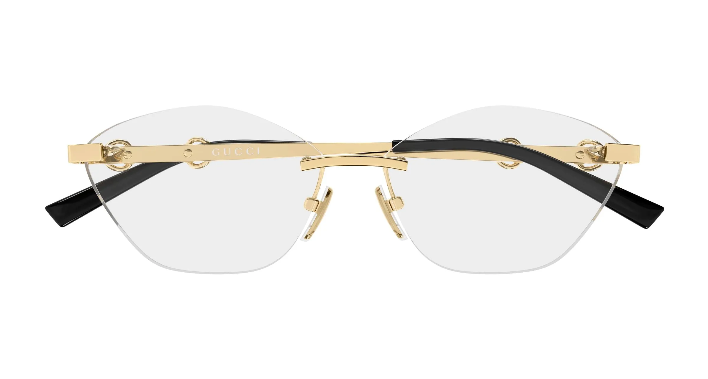Gucci GG2050O 001 Montature da vista Metallo Oro Trasparente Cat Eye - immagine 2