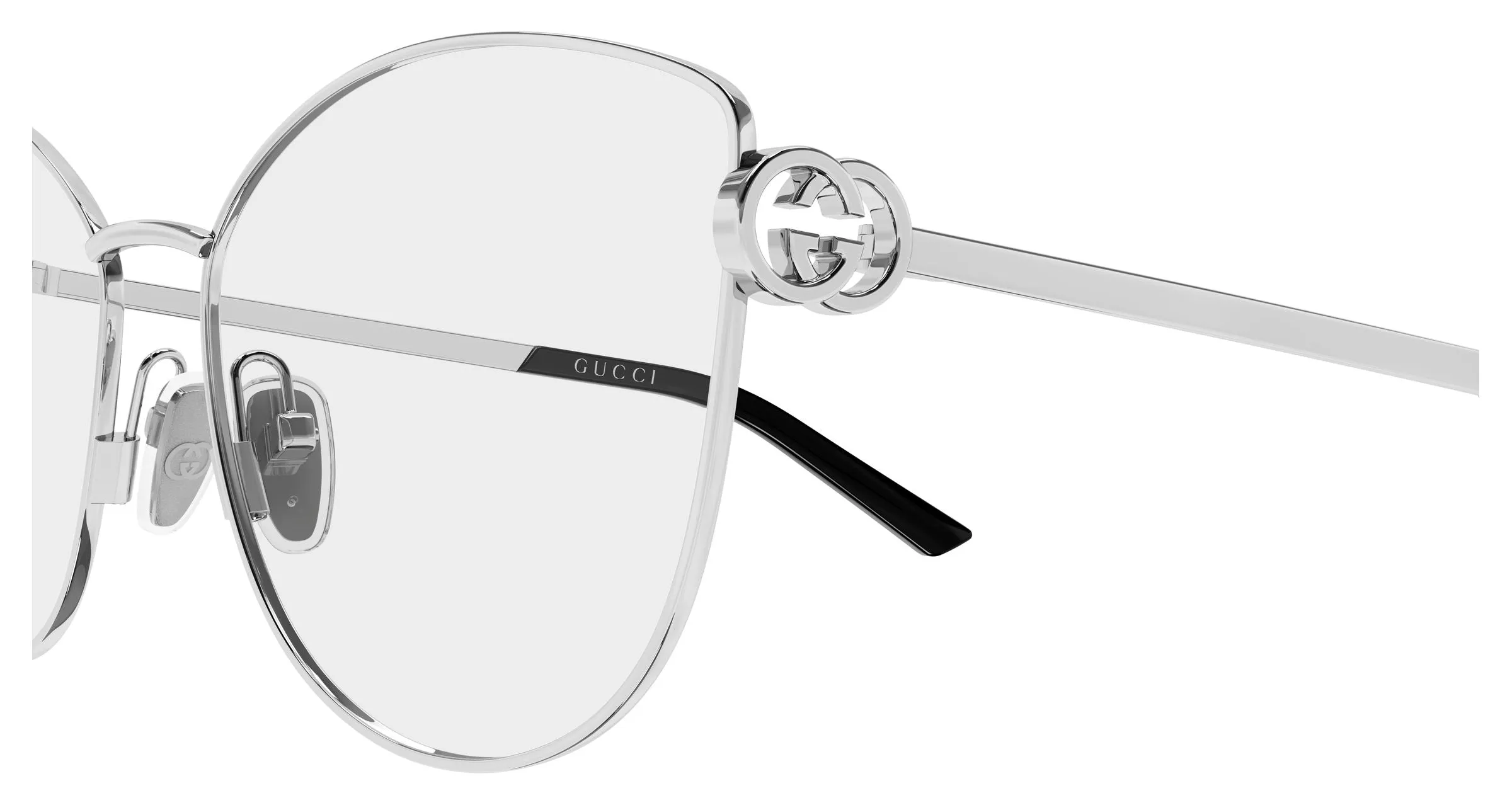 Gucci GG2049O 003 Montature da vista Metallo Argento Trasparente Farfalla - immagine 3