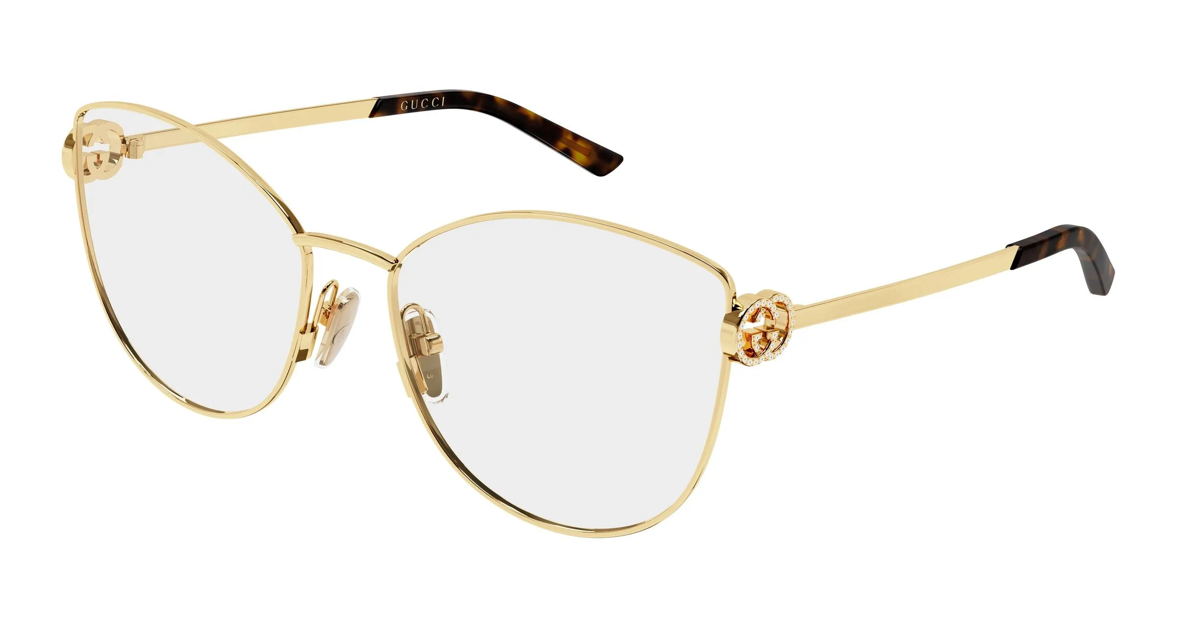 Gucci GG2049O 002 Montature da vista Metallo Oro Trasparente Farfalla - immagine 1