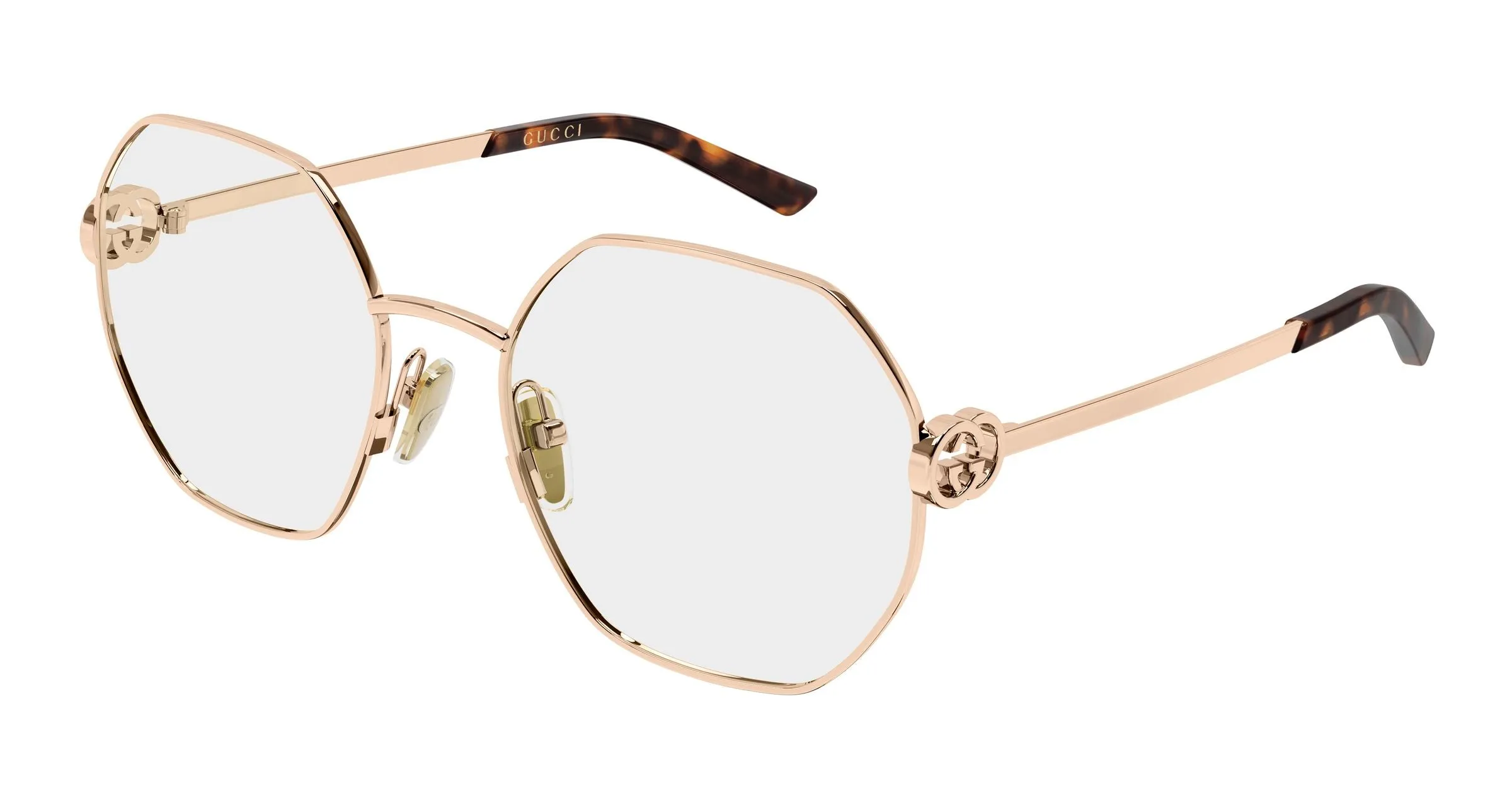 Gucci GG2048O 008 Montature da vista Metallo Oro Trasparente Geometrica - immagine 1