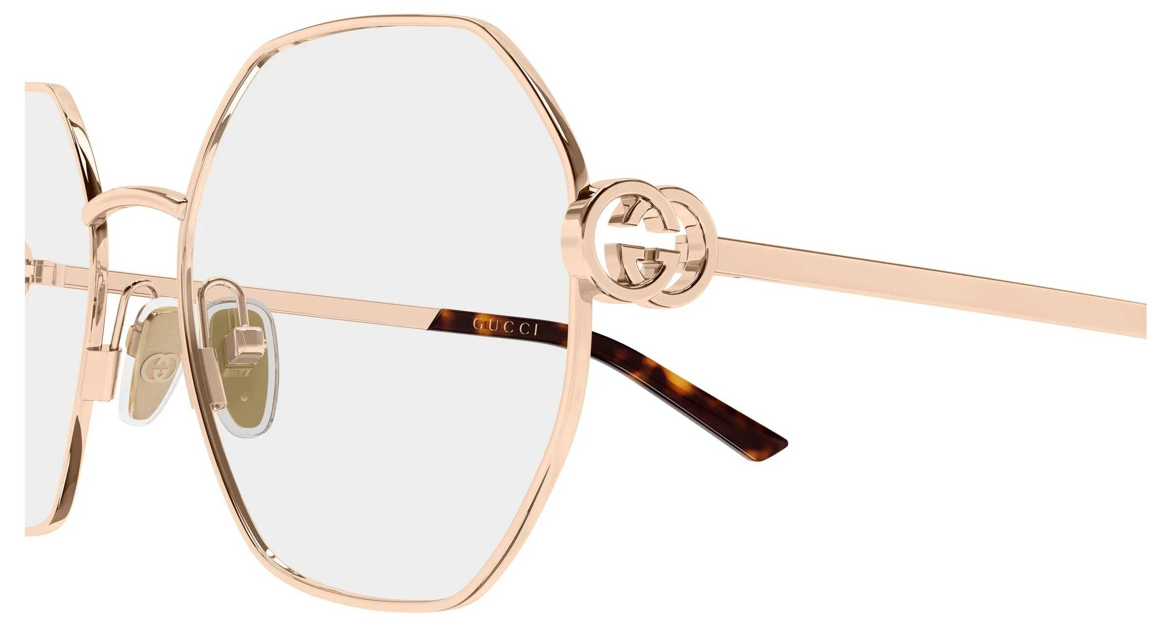 Gucci GG2048O 008 Montature da vista Metallo Oro Trasparente Geometrica - immagine 3