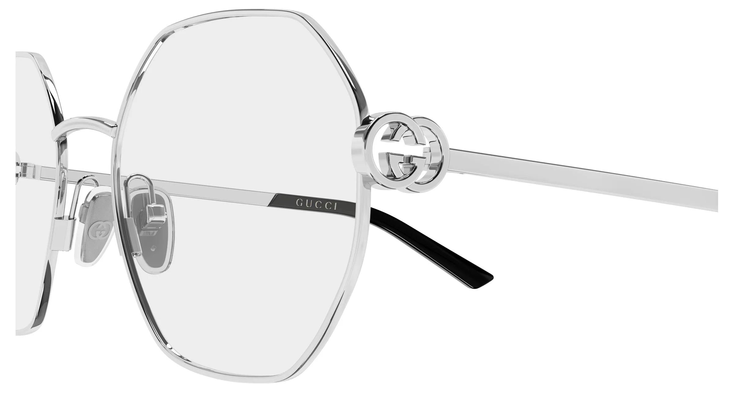 Gucci GG2048O 007 Montature da vista Metallo Argento Trasparente Geometrica - immagine 3