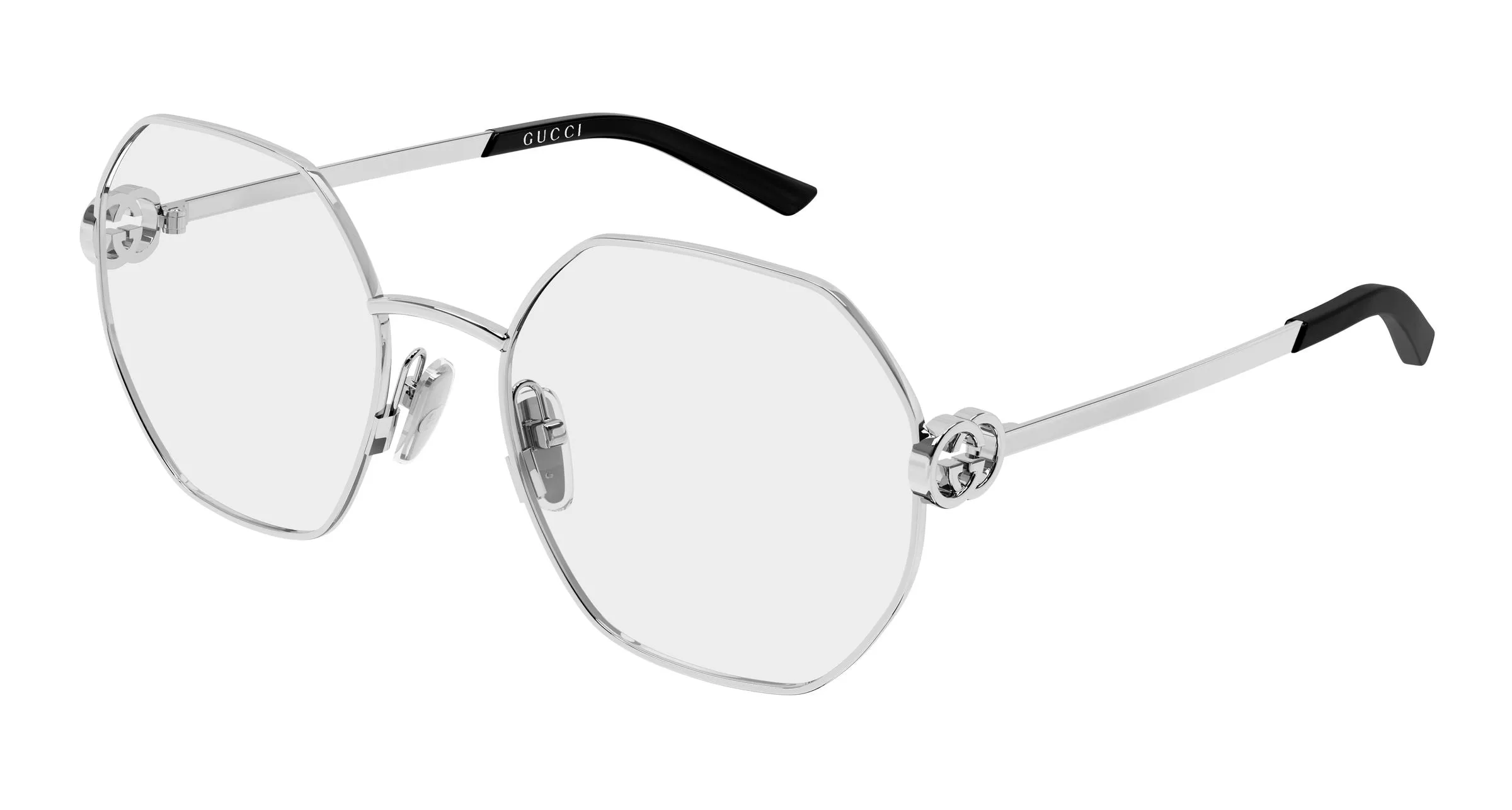 Gucci GG2048O 003 Montature da vista Metallo Argento Trasparente Geometrica - immagine 1