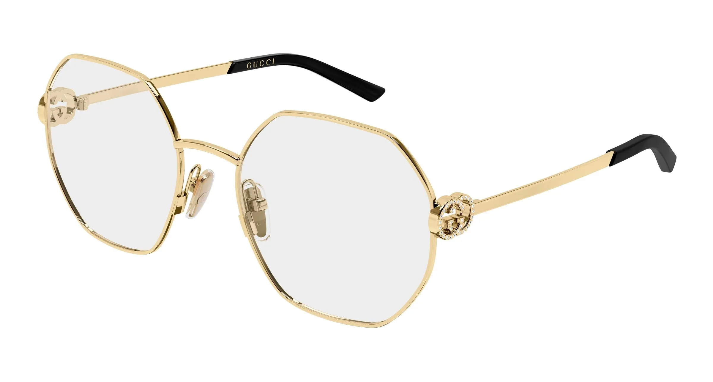 Gucci GG2048O 002 Montature da vista Metallo Oro Trasparente Geometrica - immagine 1