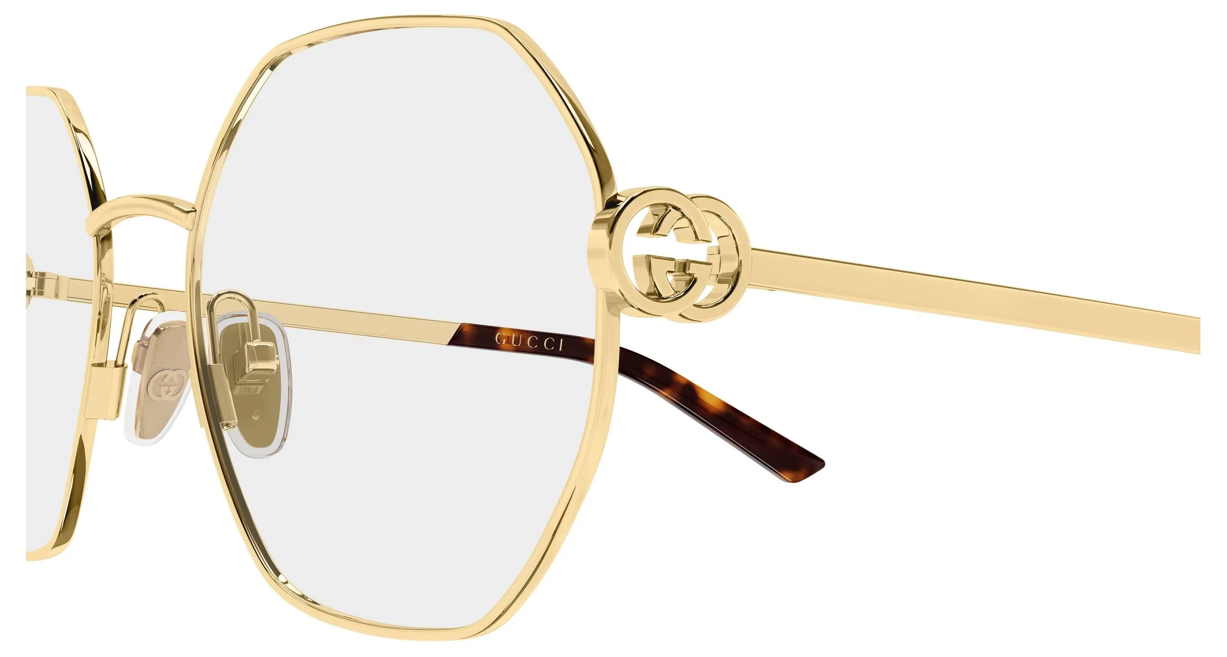 Gucci GG2048O 001 Montature da vista Metallo Oro Trasparente Geometrica - immagine 3
