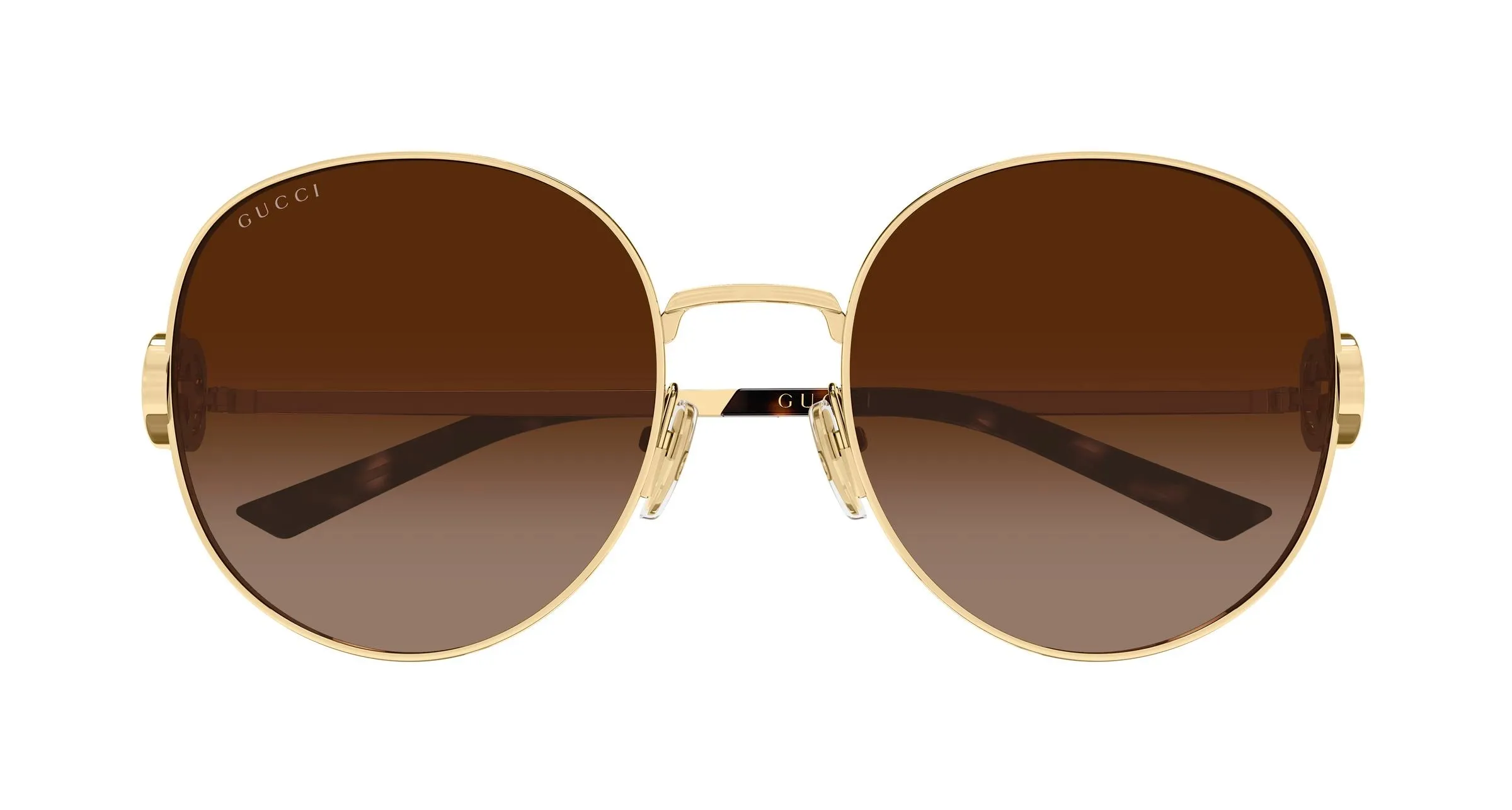 Gucci GG2047S 003 Occhiali da sole Metallo Oro Marrone Rotonda - immagine 2